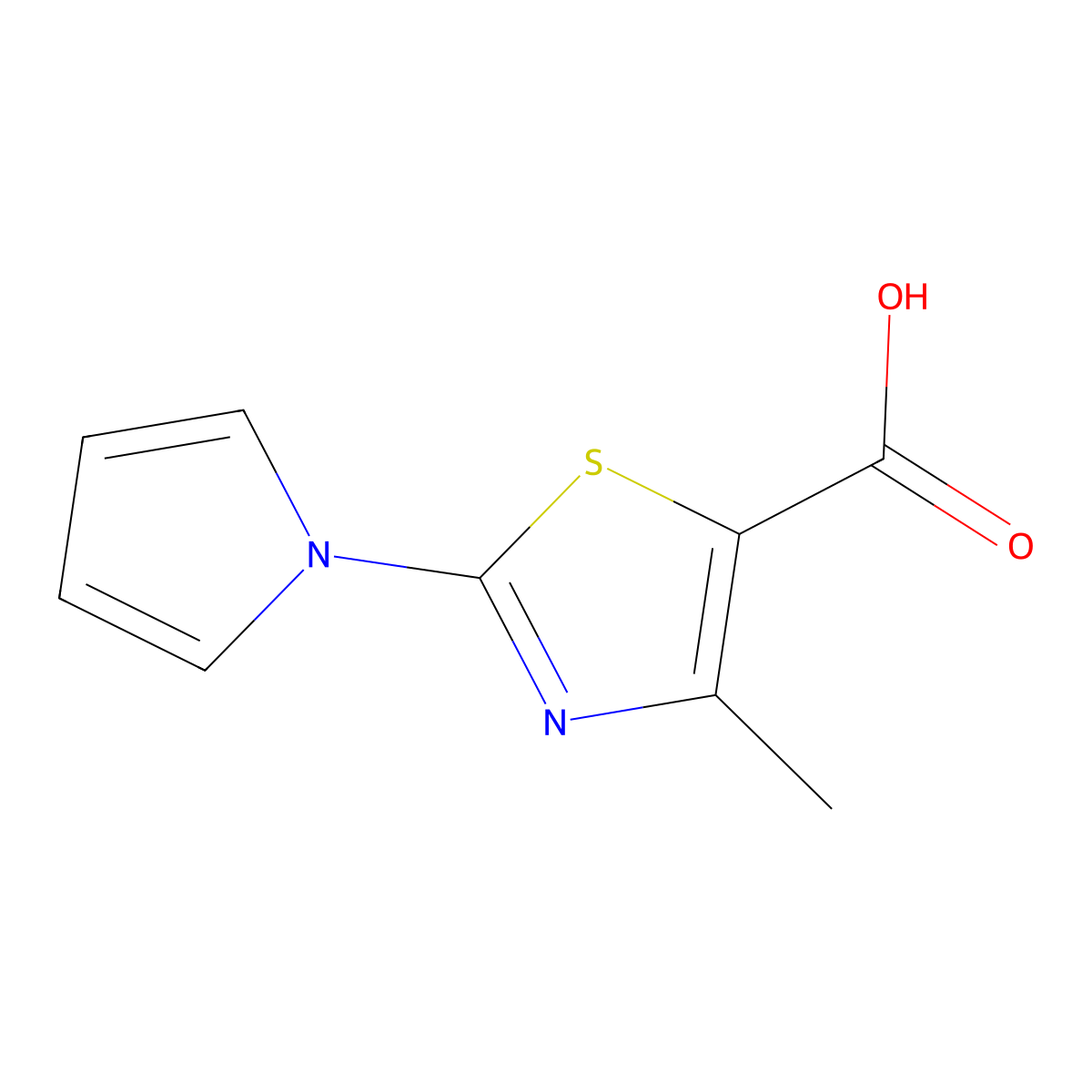 4-methyl-2-(1H-pyrrol-1-yl)-1,3-thiazole-5-carboxylic acid molecular structure, CAS 1105192-39-9