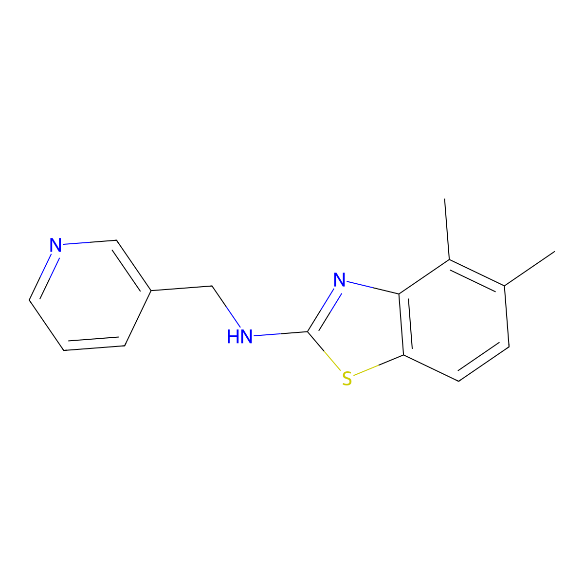 4,5-dimethyl-N-(pyridin-3-ylmethyl)-1,3-benzothiazol-2-amine molecular structure, CAS 1105192-44-6