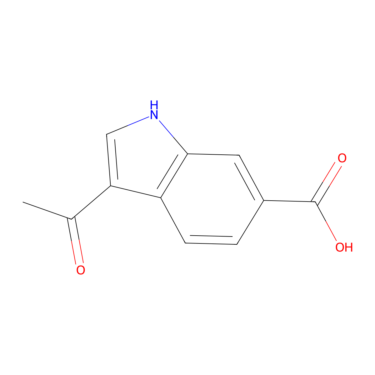 3-acetyl-1H-indole-6-carboxylic acid molecular structure, CAS 1105192-45-7