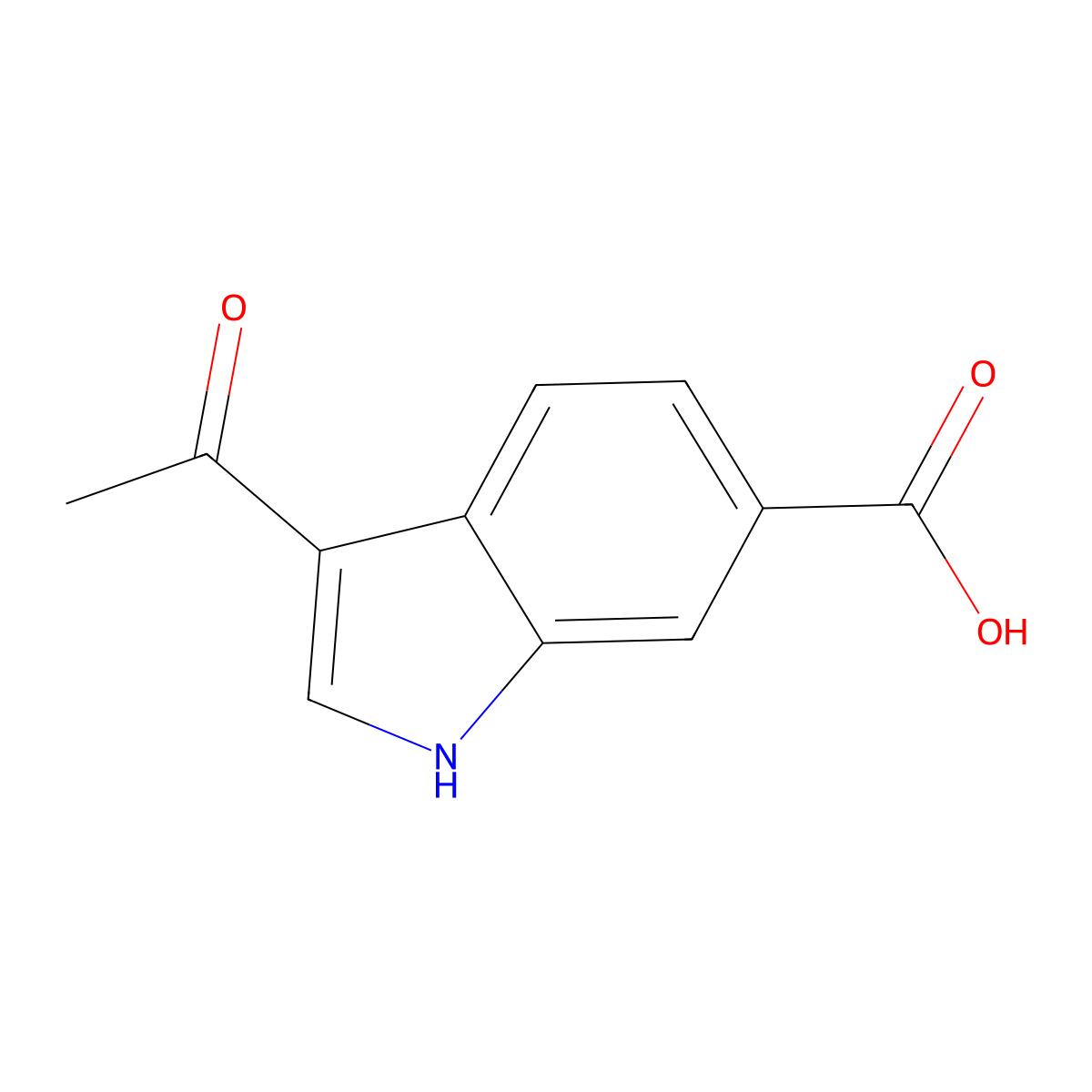 3-acetyl-1H-indole-6-carboxylic acid molecular structure, CAS 1105192-45-7
