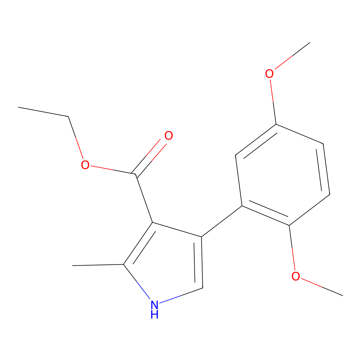 ethyl 4-(2,5-dimethoxyphenyl)-2-methyl-1H-pyrrole-3-carboxylate molecular structure, CAS 1105192-50-4
