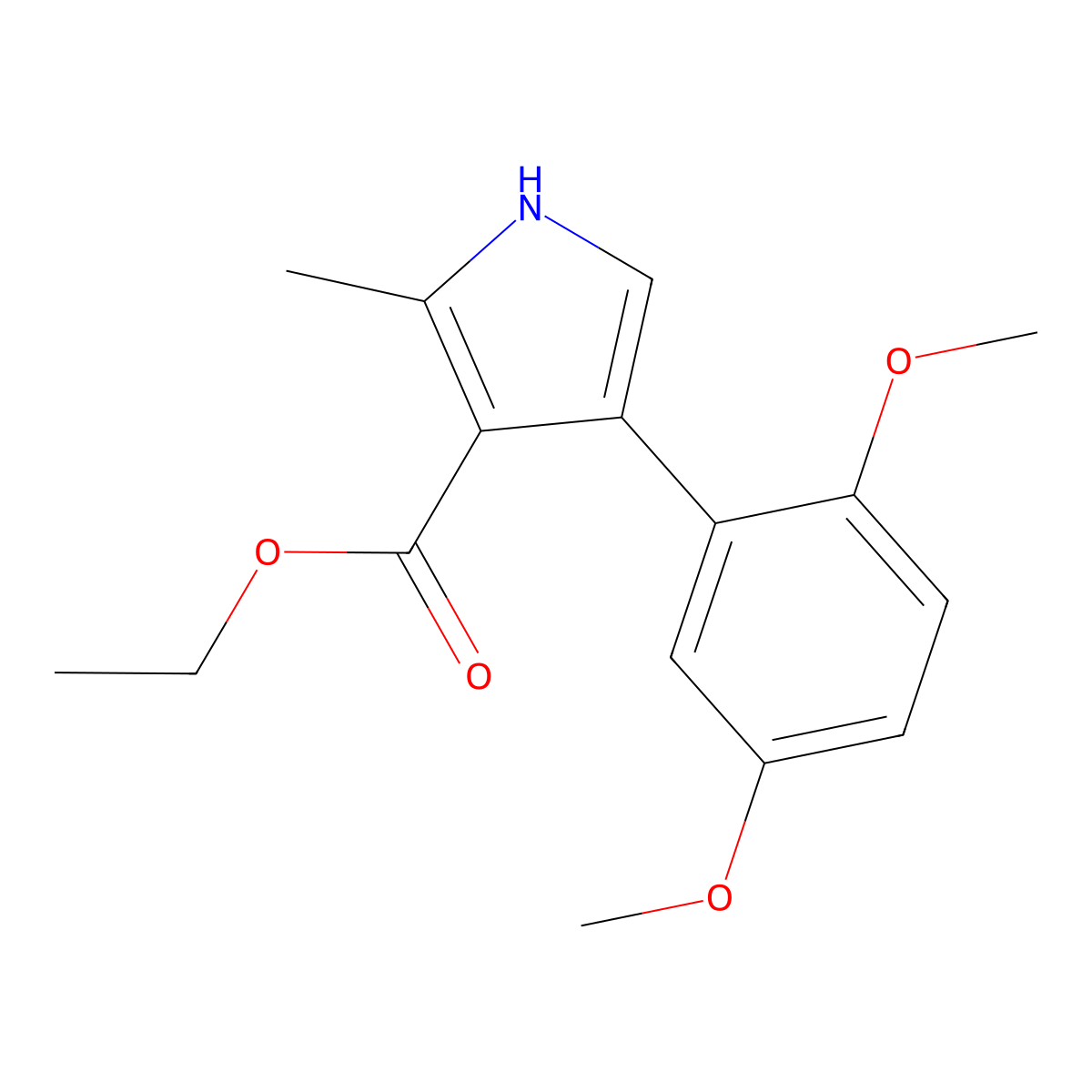 ethyl 4-(2,5-dimethoxyphenyl)-2-methyl-1H-pyrrole-3-carboxylate molecular structure, CAS 1105192-50-4