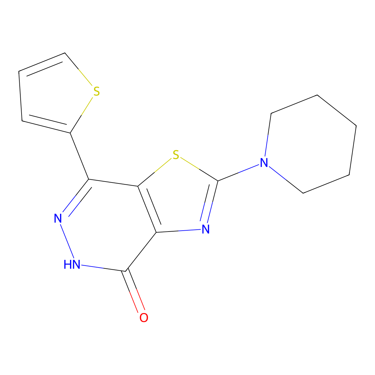 2-piperidin-1-yl-7-(2-thienyl)[1,3]thiazolo[4,5-d]pyridazin-4(5H)-one molecular structure, CAS 1105192-52-6