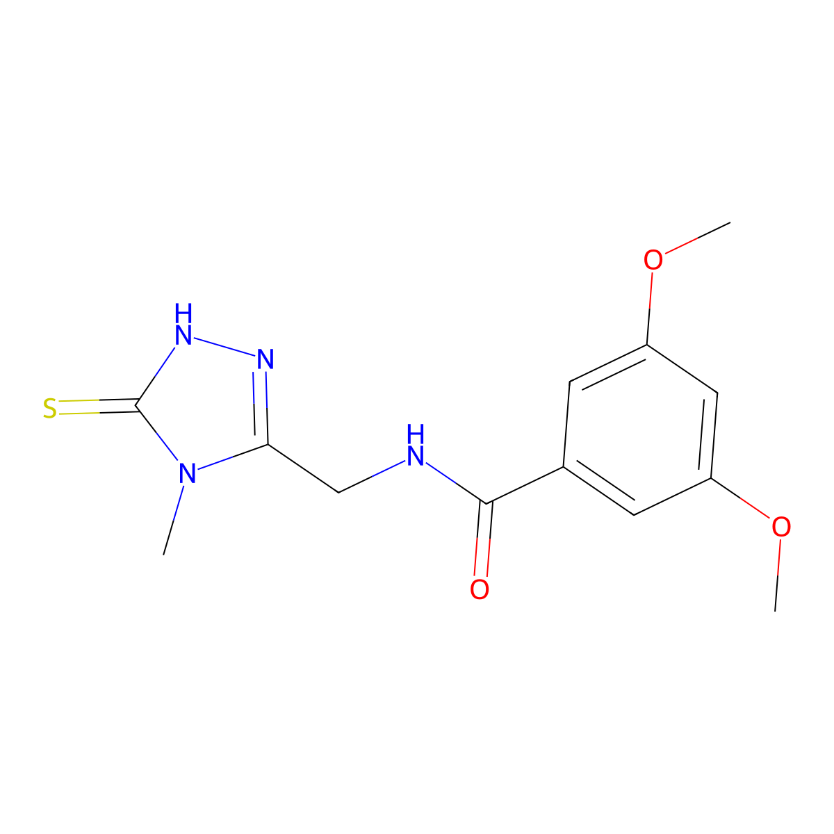 N-((5-mercapto-4-methyl-4H-1,2,4-triazol-3-yl)methyl)-3,5-dimethoxybenzamide molecular structure, CAS 1105192-53-7