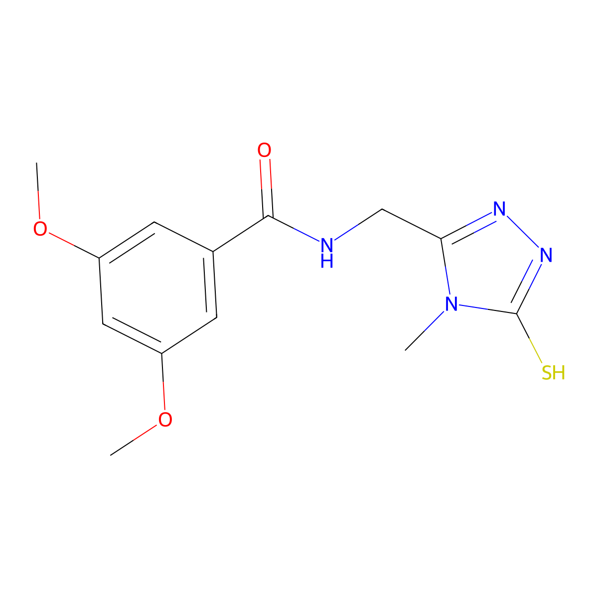 N-((5-mercapto-4-methyl-4H-1,2,4-triazol-3-yl)methyl)-3,5-dimethoxybenzamide molecular structure, CAS 1105192-53-7