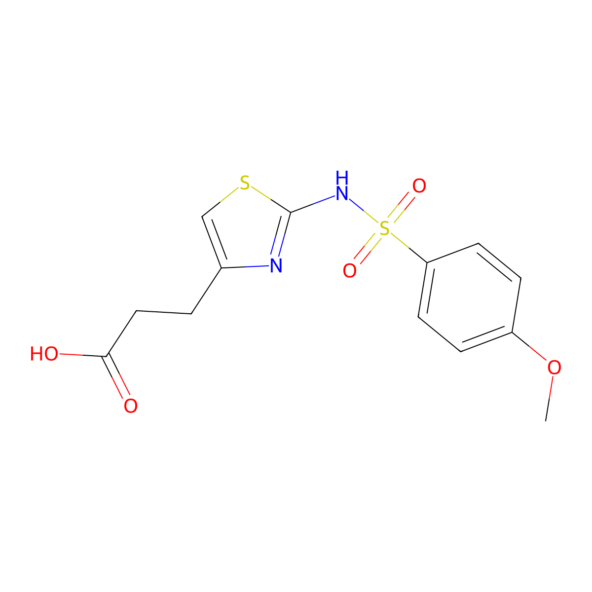 3-(2-{[(4-Methoxyphenyl)sulfonyl]amino}-1,3-thiazol-4-yl)propanoic acid molecular structure, CAS 1105192-54-8