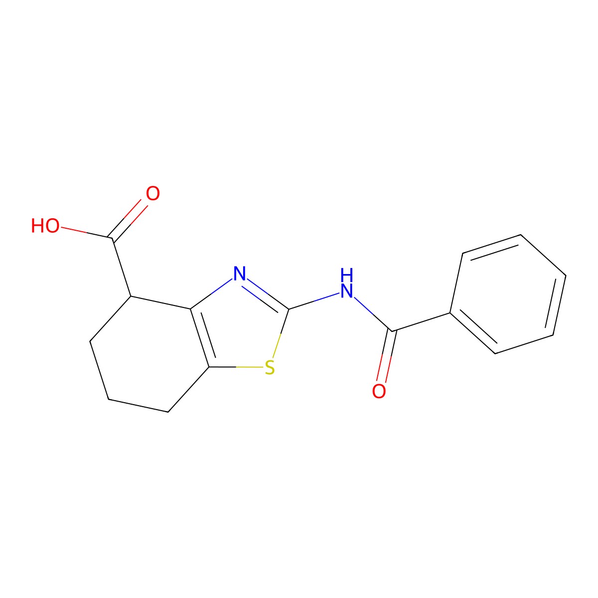 2-Benzamido-4,5,6,7-tetrahydrobenzo[d]thiazole-4-carboxylic acid molecular structure, CAS 1105192-57-1