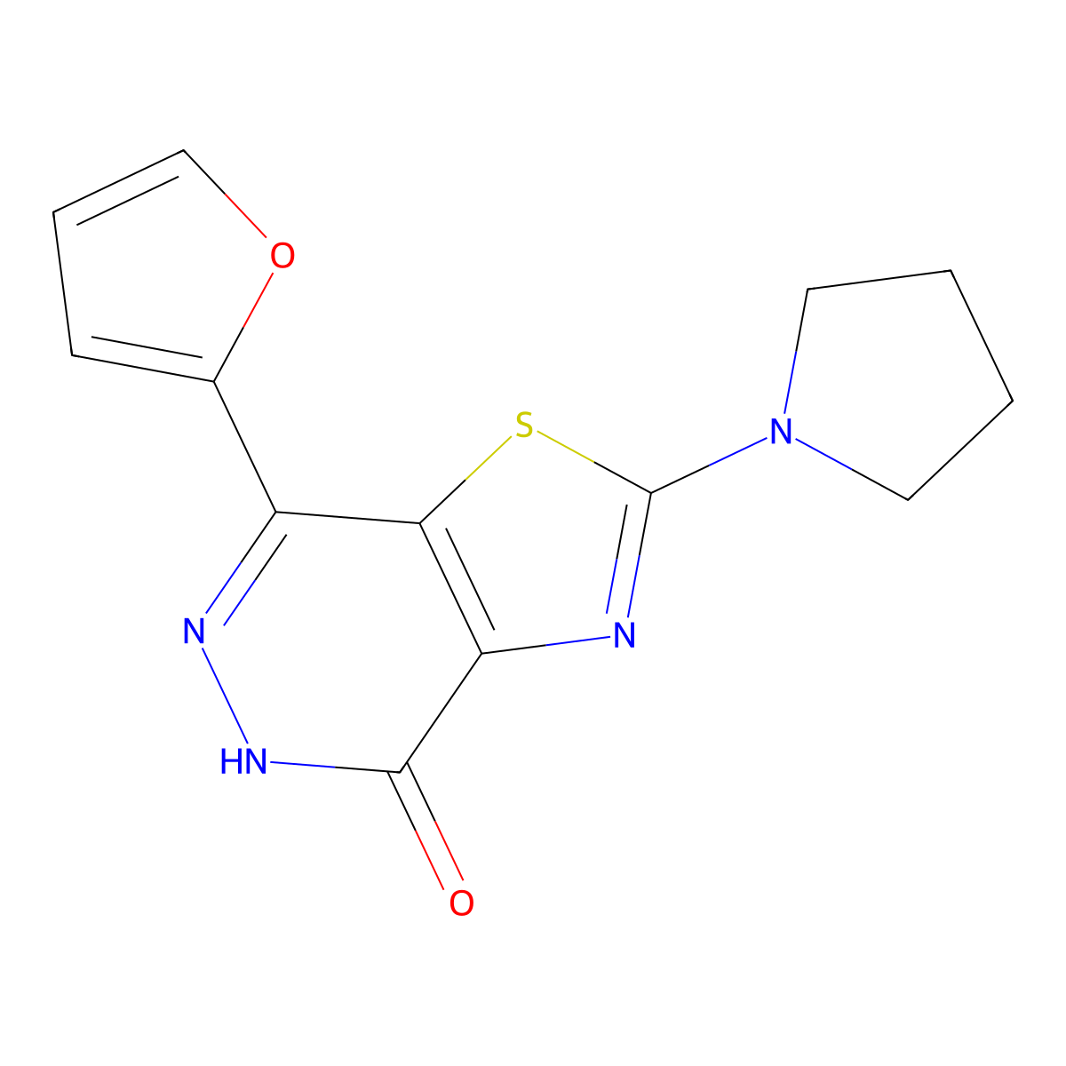 7-(2-furyl)-2-pyrrolidin-1-yl[1,3]thiazolo[4,5-d]pyridazin-4(5H)-one molecular structure, CAS 1105192-64-0