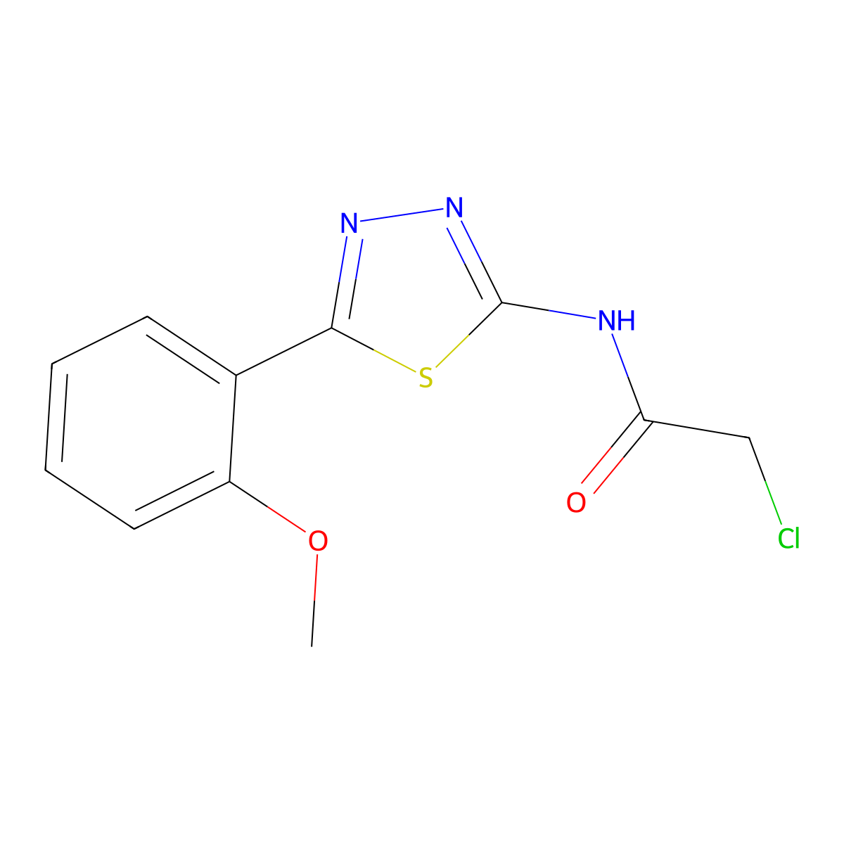 2-chloro-N-[5-(2-methoxyphenyl)-1,3,4-thiadiazol-2-yl]acetamide molecular structure, CAS 1105192-65-1