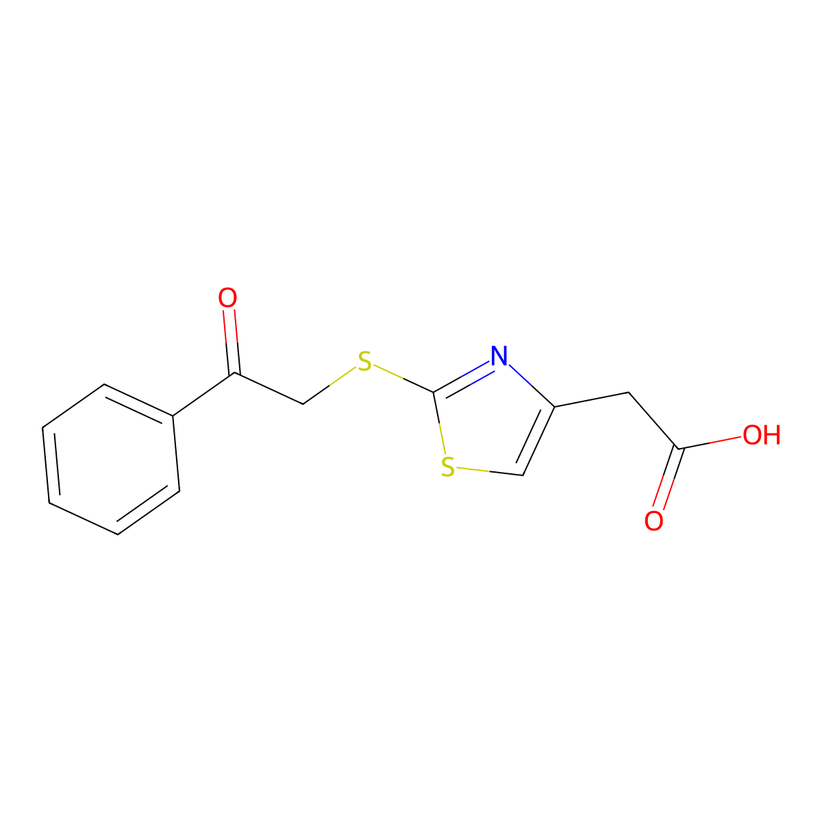 {2-[(2-Oxo-2-phenylethyl)thio]-1,3-thiazol-4-yl}acetic acid molecular structure, CAS 1105192-66-2