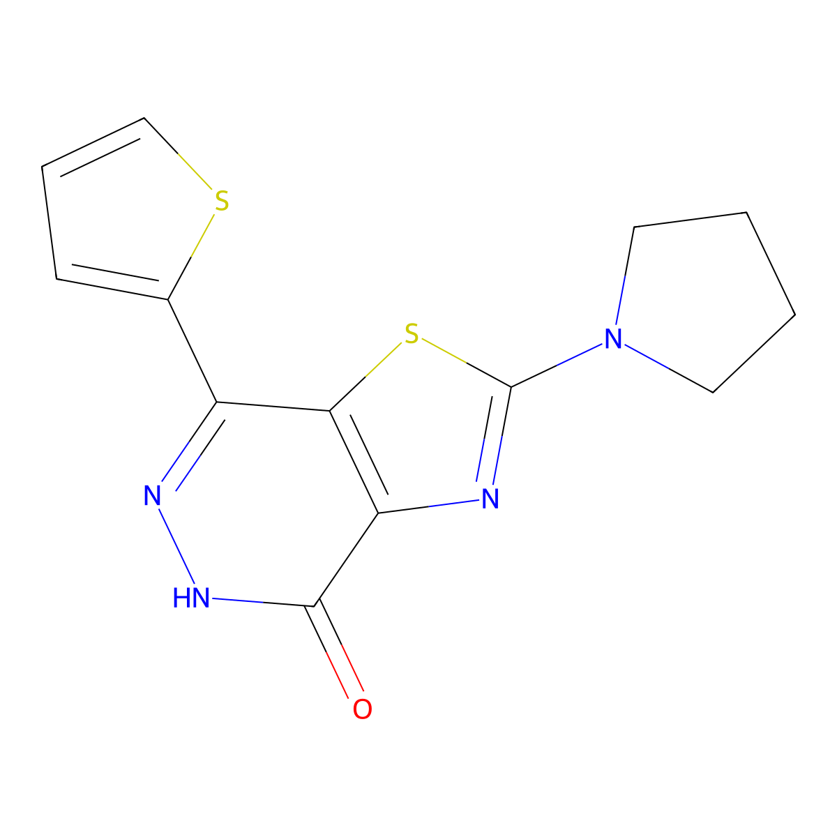2-pyrrolidin-1-yl-7-(2-thienyl)[1,3]thiazolo[4,5-d]pyridazin-4(5H)-one molecular structure, CAS 1105192-70-8