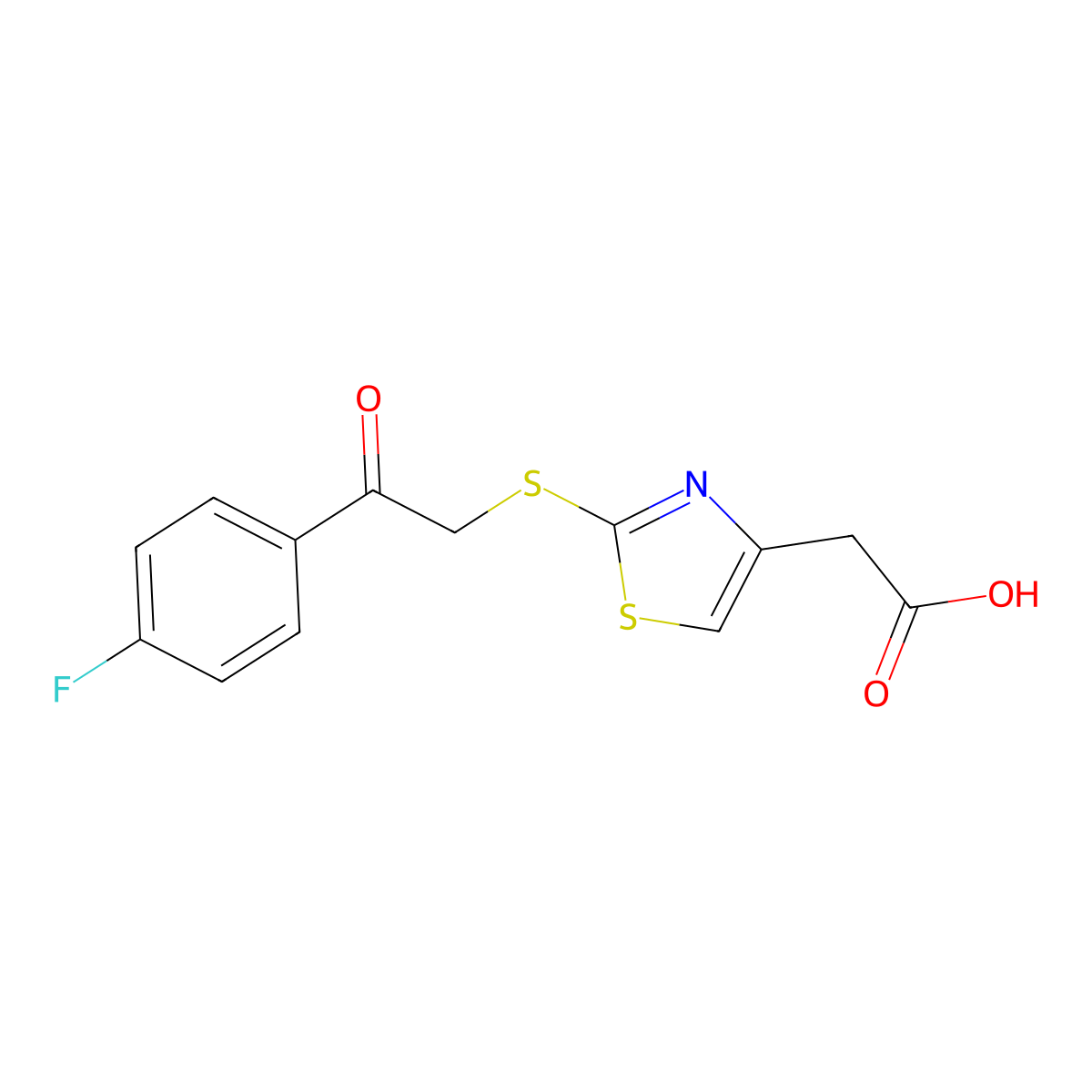 2-(2-((2-(4-Fluorophenyl)-2-oxoethyl)thio)thiazol-4-yl)acetic acid molecular structure, CAS 1105192-72-0