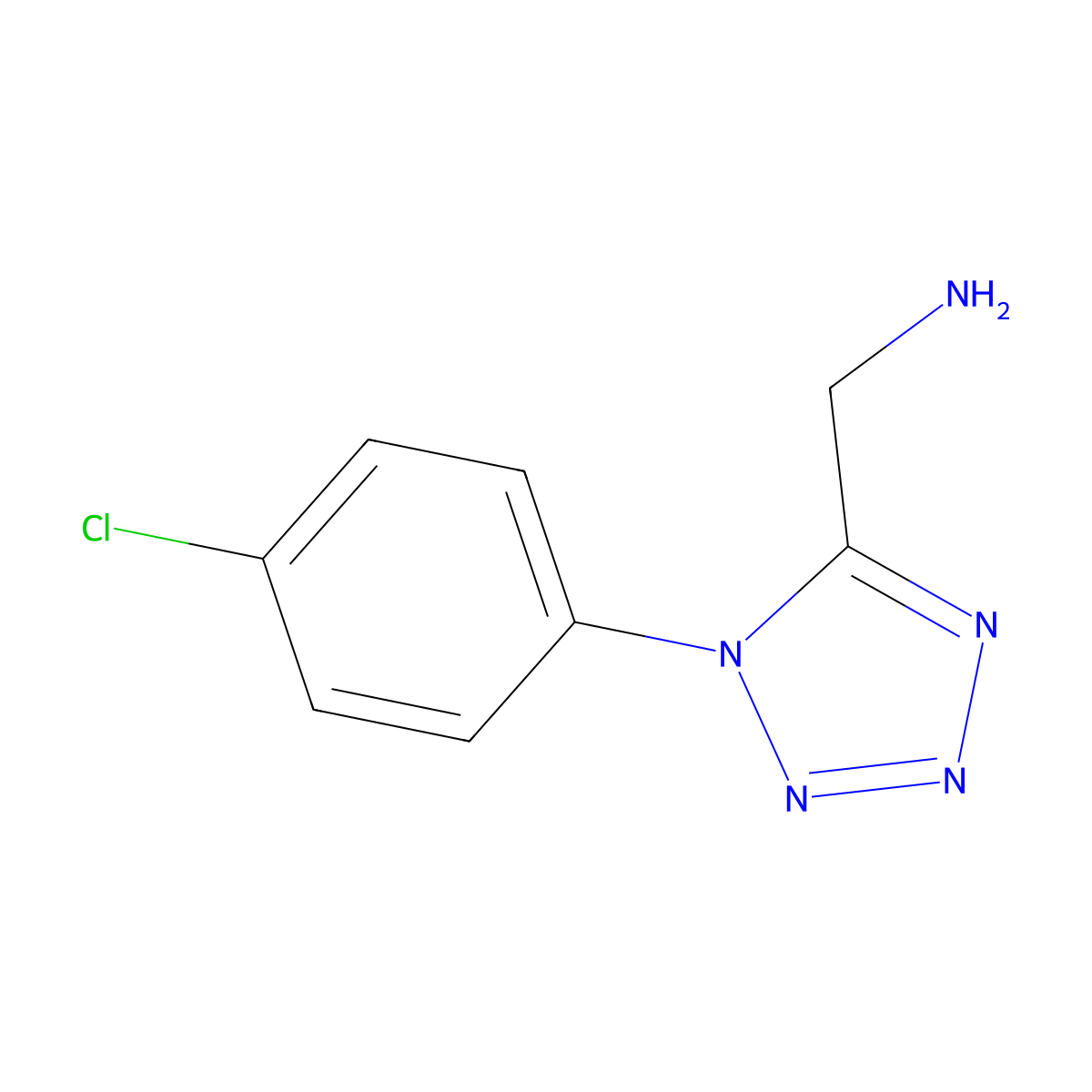 (1-(4-chlorophenyl)-1H-tetrazol-5-yl)methanamine molecular structure, CAS 1105192-80-0