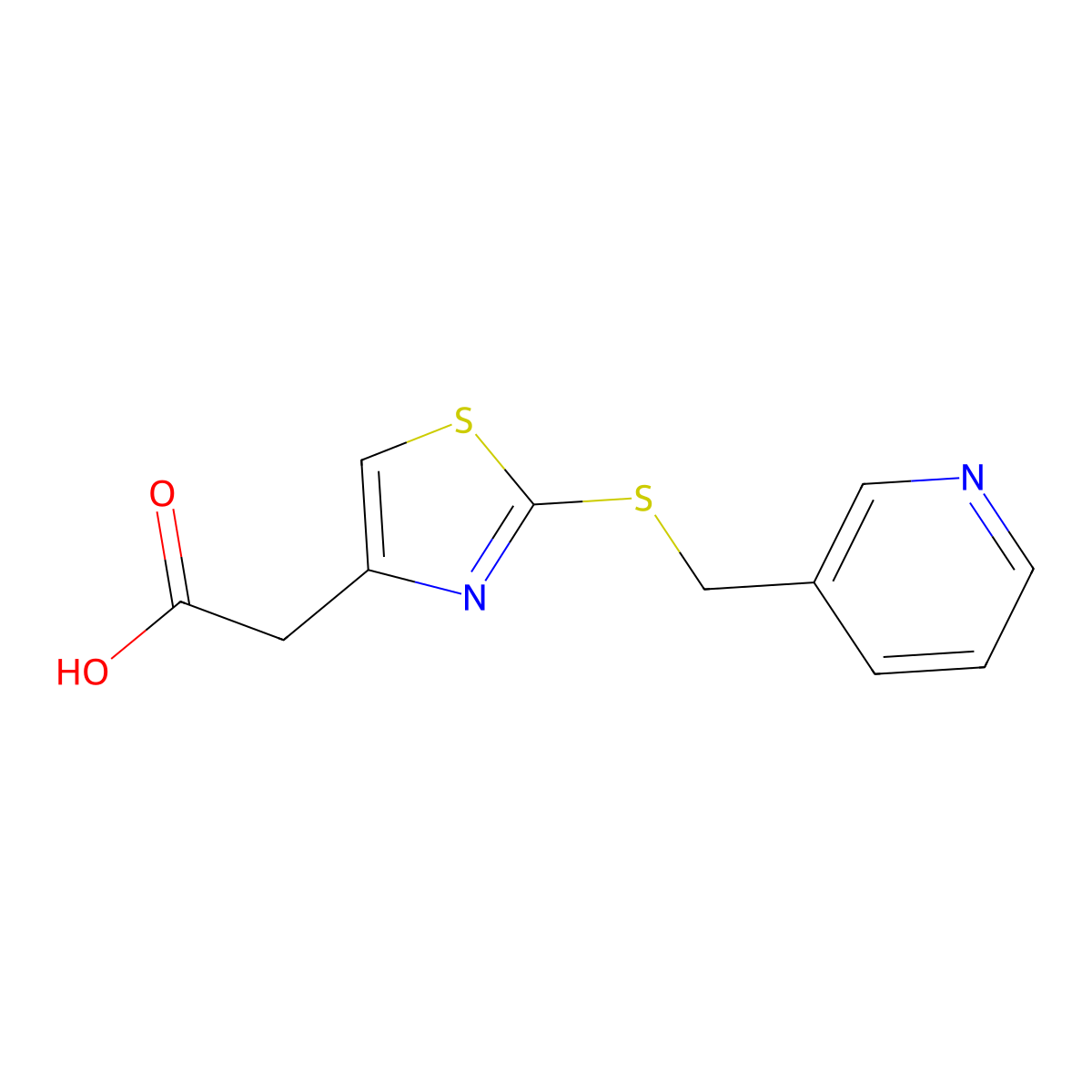 {2-[(Pyridin-3-ylmethyl)thio]-1,3-thiazol-4-yl}acetic acid molecular structure, CAS 1105192-81-1
