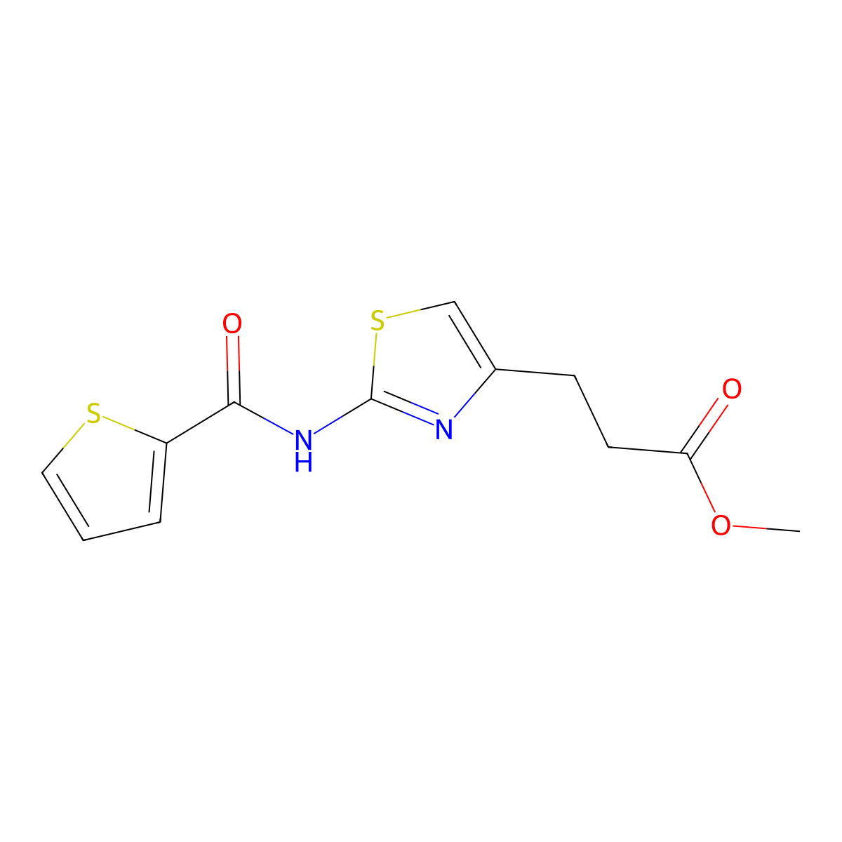 Methyl 3-(2-[(2-thienylcarbonyl)amino]-1,3-thiazol-4-YL)propanoate molecular structure, CAS 1105192-84-4