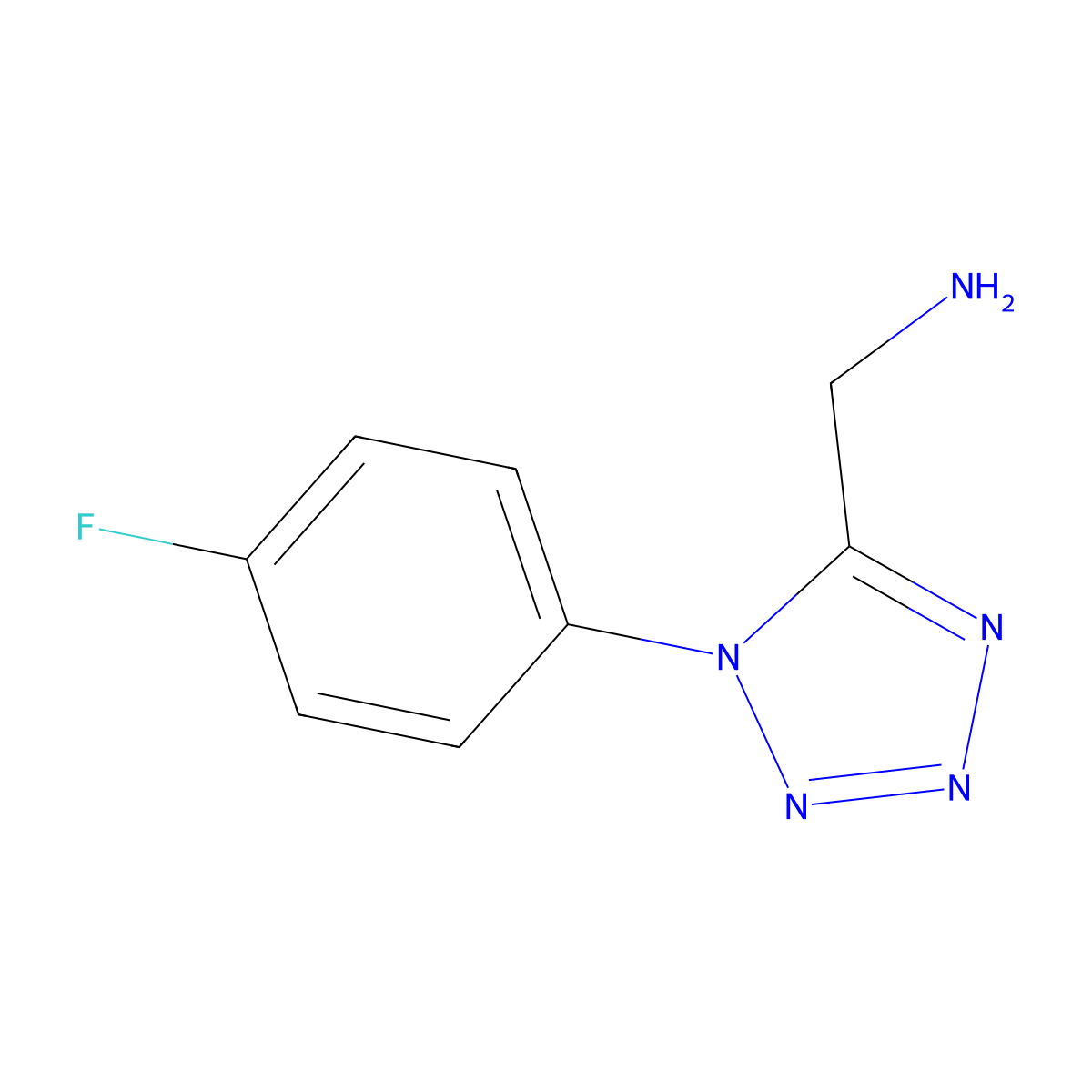 [1-(4-fluorophenyl)-1H-1,2,3,4-tetrazol-5-yl]methanamine molecular structure, CAS 1105192-86-6