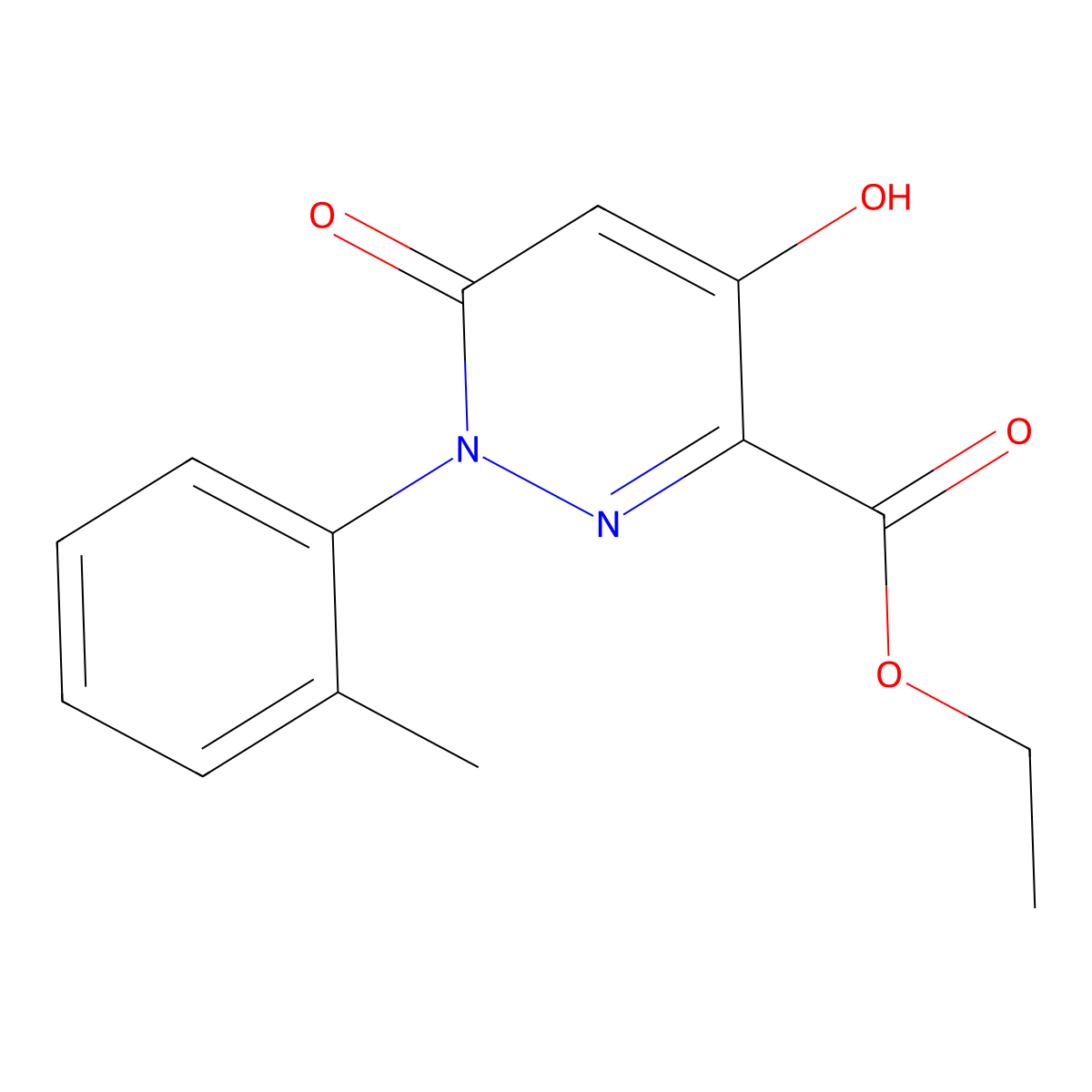 Ethyl 4-hydroxy-1-(2-methylphenyl)-6-oxo-1,6-dihydropyridazine-3-carboxylate molecular structure, CAS 1105193-01-8