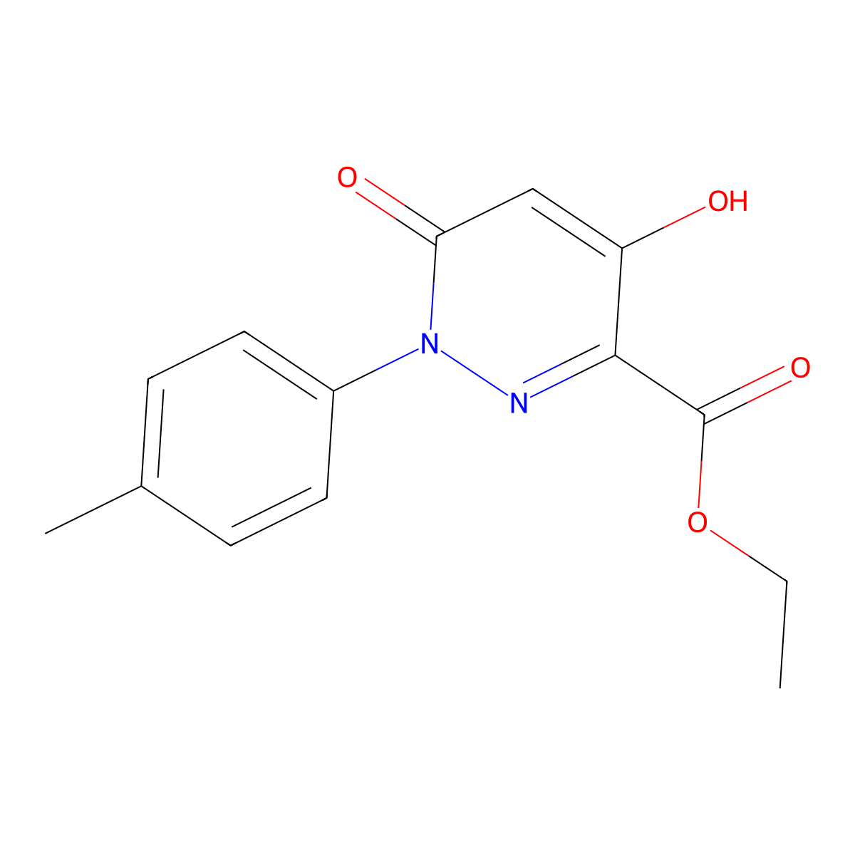 Ethyl 4-hydroxy-1-(4-methylphenyl)-6-oxo-1,6-dihydropyridazine-3-carboxylate molecular structure, CAS 1105193-06-3
