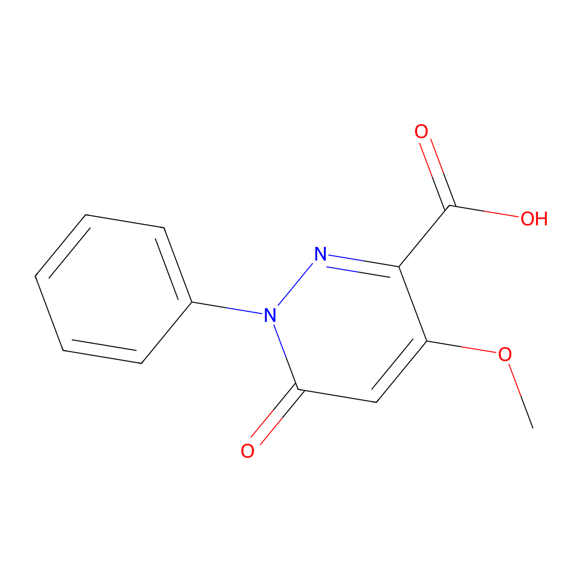 4-Methoxy-6-oxo-1-phenyl-1,6-dihydropyridazine-3-carboxylic acid molecular structure, CAS 1105193-11-0