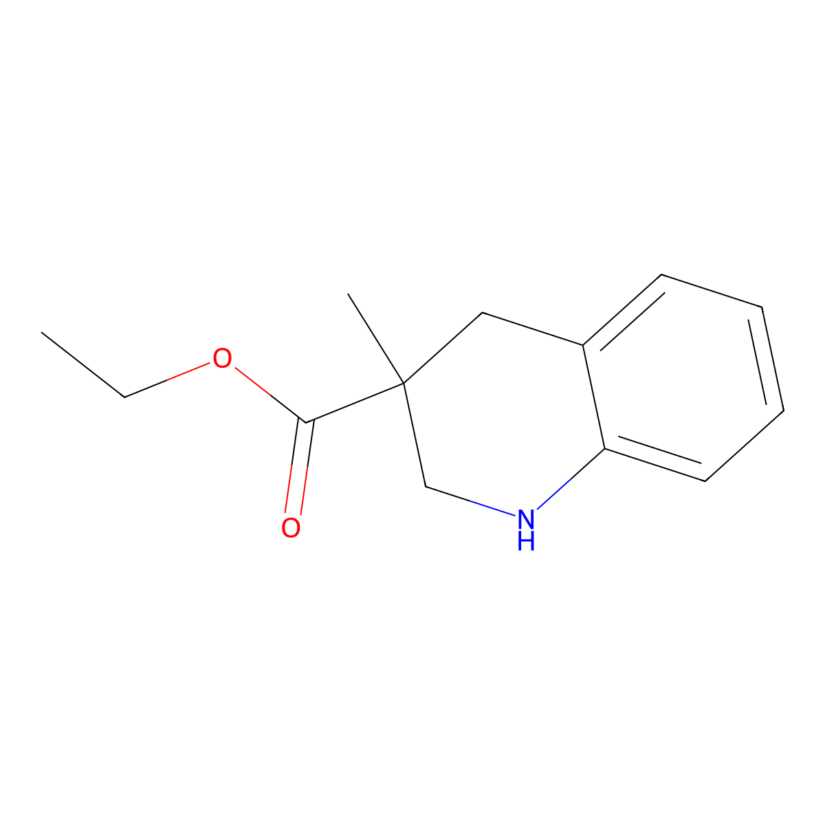 Ethyl 3-methyl-1,2,3,4-tetrahydro-3-quinolinecarboxylate molecular structure, CAS 1105193-12-1