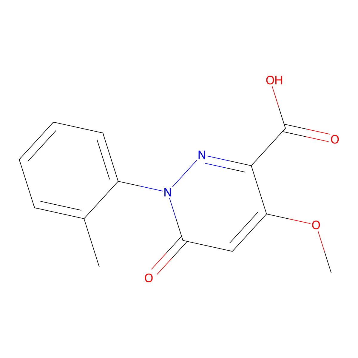 4-Methoxy-1-(2-methylphenyl)-6-oxo-1,6-dihydropyridazine-3-carboxylic acid molecular structure, CAS 1105193-16-5