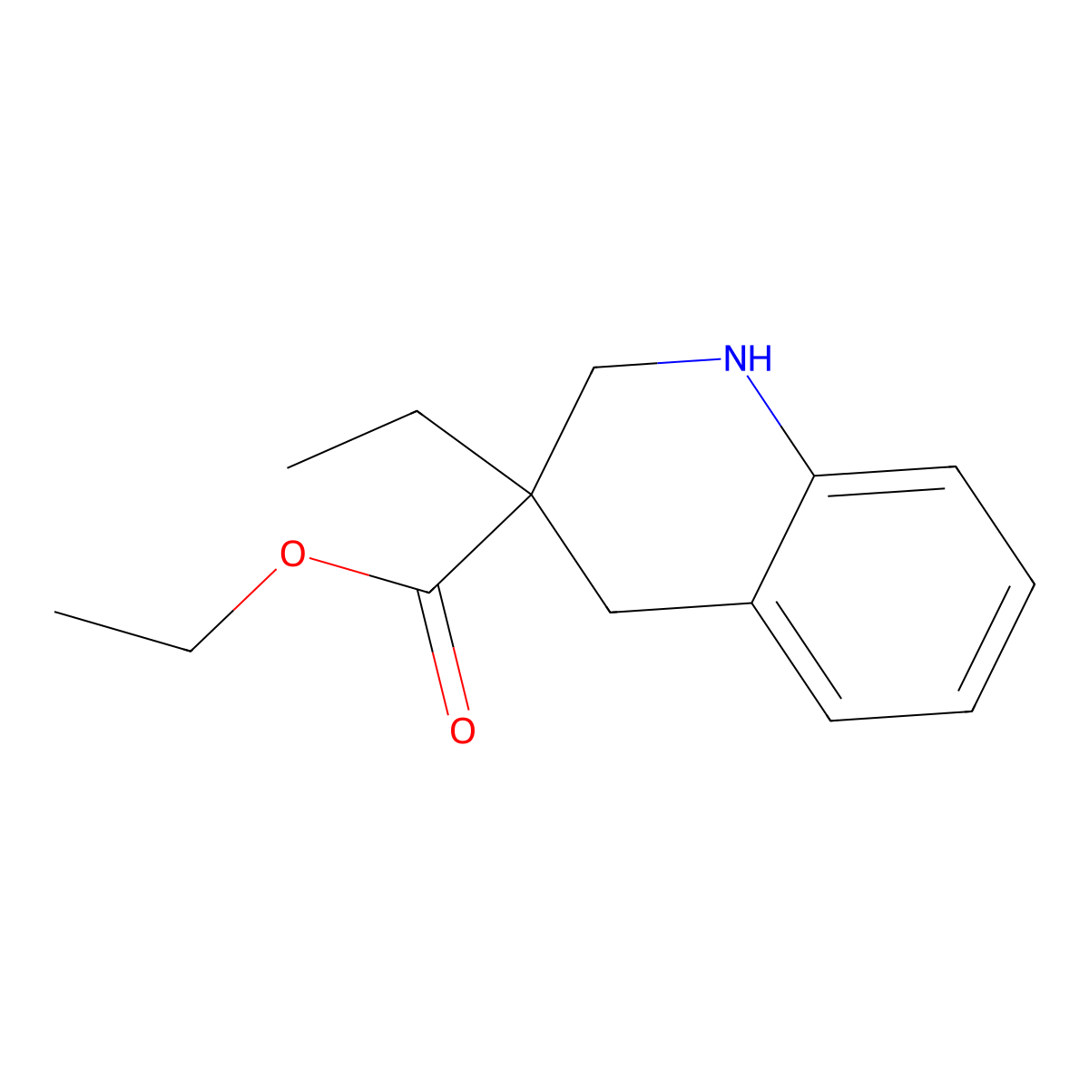 Ethyl 3-ethyl-1,2,3,4-tetrahydro-3-quinolinecarboxylate molecular structure, CAS 1105193-17-6