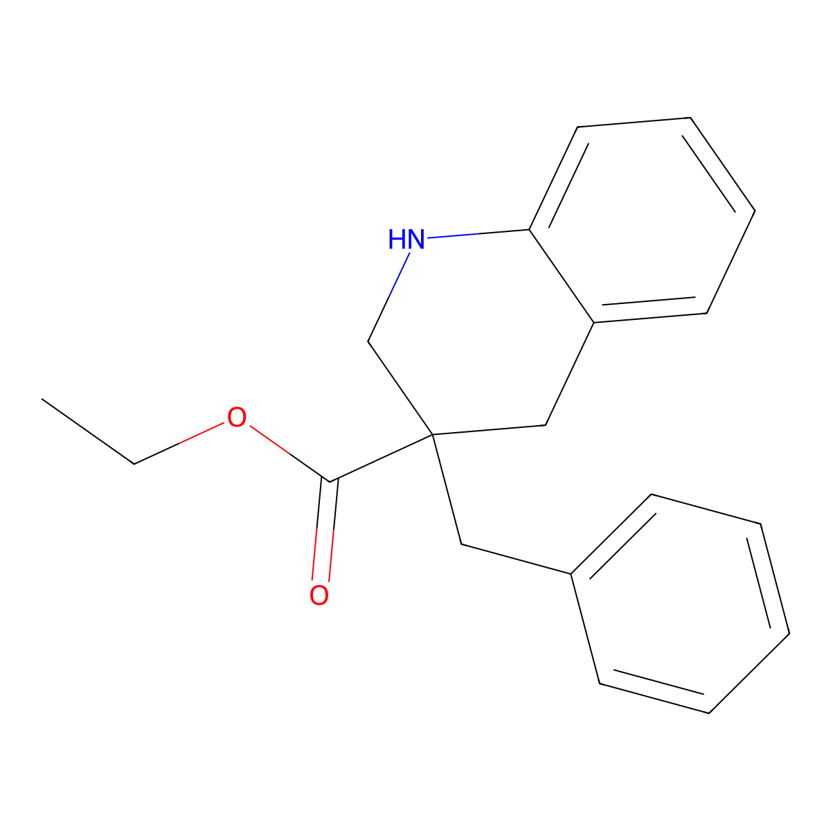 Ethyl 3-benzyl-1,2,3,4-tetrahydro-3-quinolinecarboxylate molecular structure, CAS 1105193-22-3