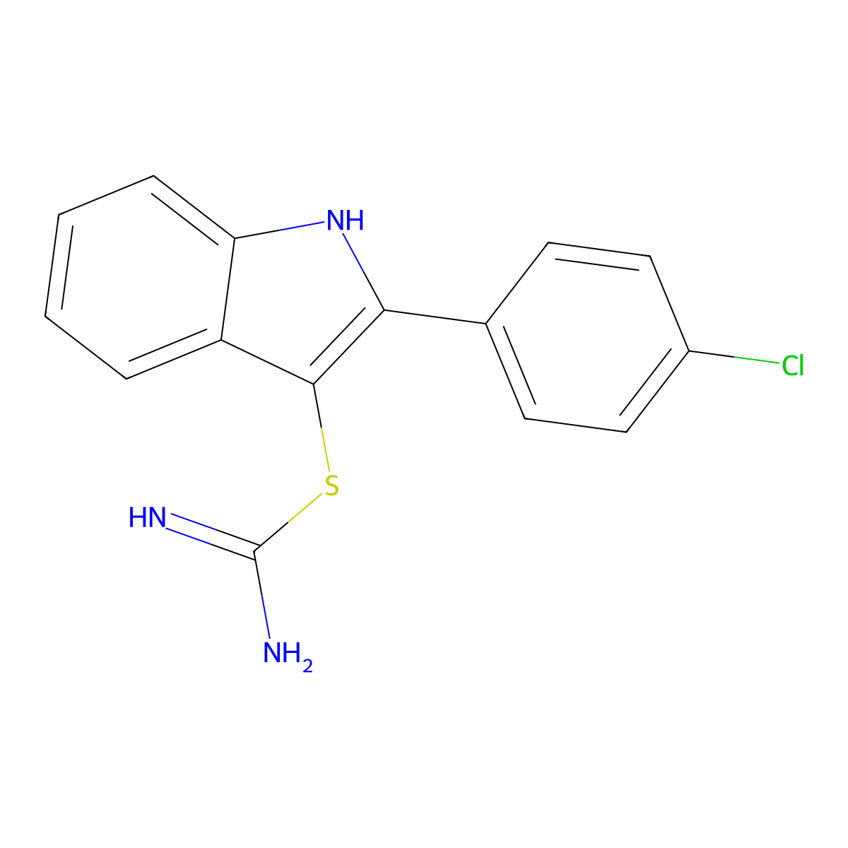 {[2-(4-chlorophenyl)-1H-indol-3-yl]sulfanyl}methanimidamide molecular structure, CAS 1105193-29-0