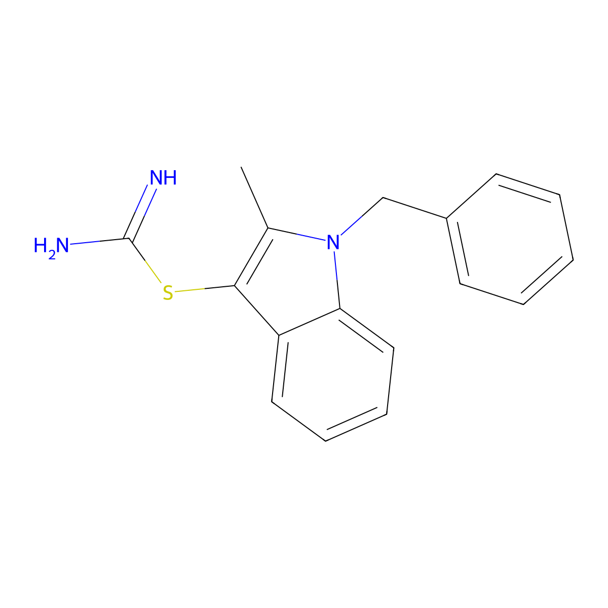 [(1-benzyl-2-methyl-1H-indol-3-yl)sulfanyl]methanimidamide molecular structure, CAS 1105193-44-9