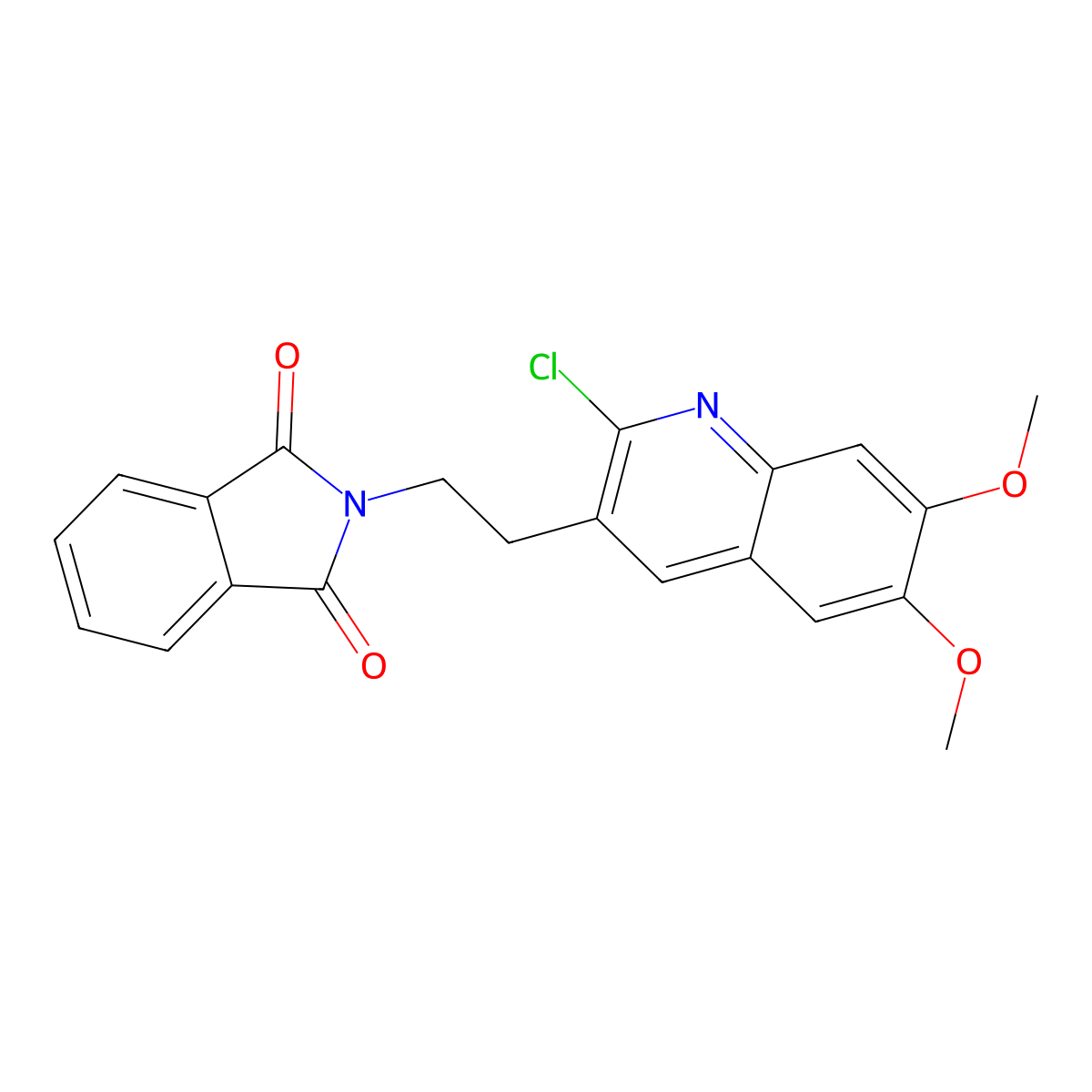 2-[2-(2-chloro-6,7-dimethoxyquinolin-3-yl)ethyl]-1H-isoindole-1,3(2H)-dione molecular structure, CAS 1105193-51-8