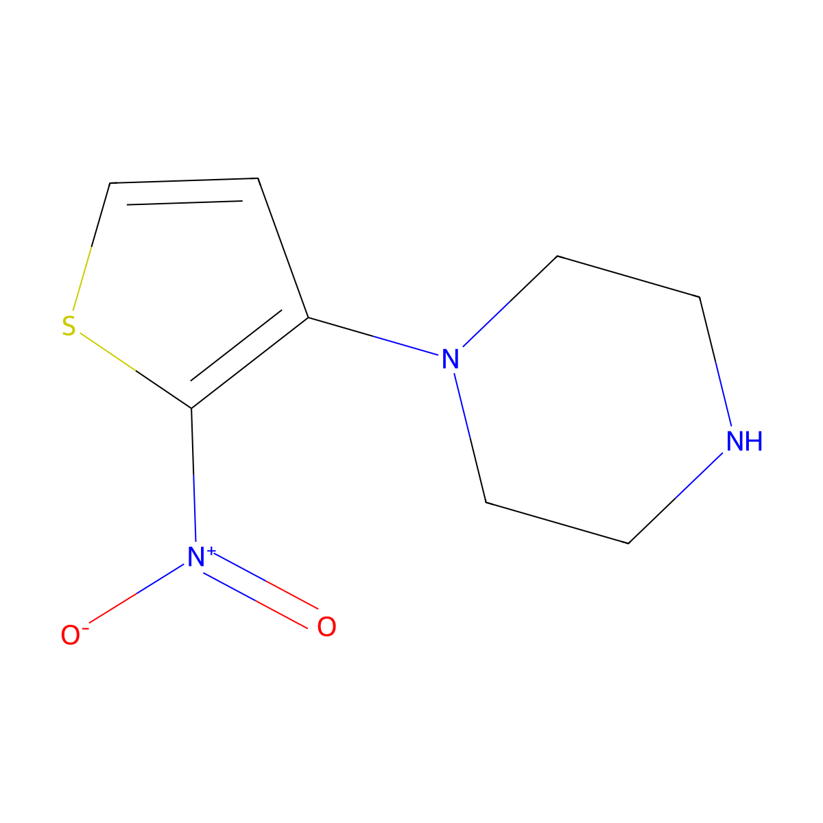 1-(2-Nitro-3-thienyl)piperazine molecular structure, CAS 1105193-54-1