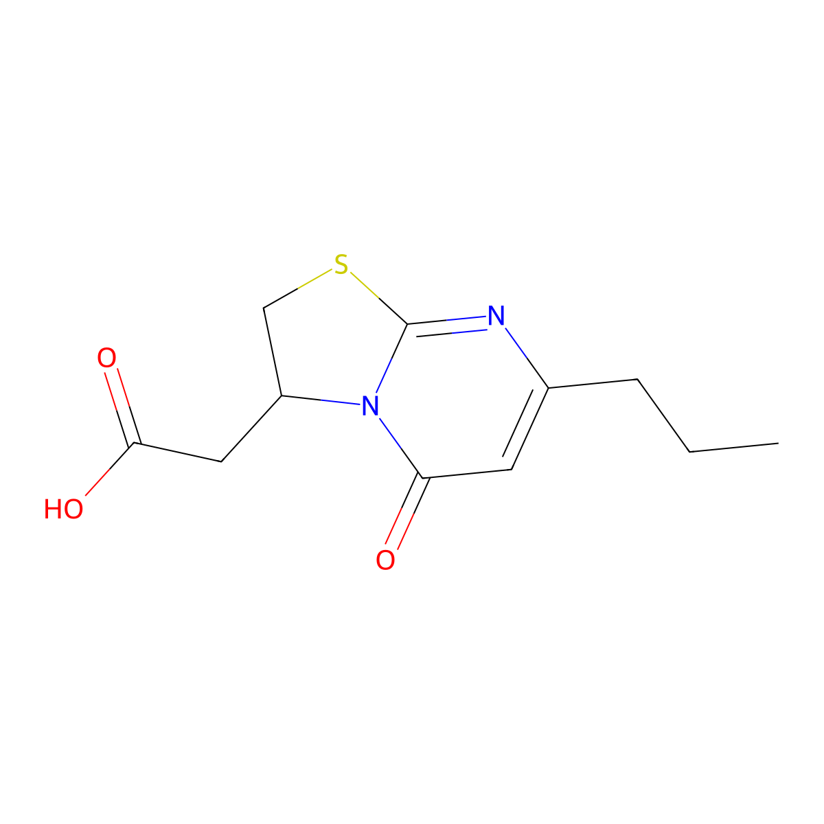 (5-oxo-7-propyl-2,3-dihydro-5H-[1,3]thiazolo[3,2-a]pyrimidin-3-yl)acetic acid molecular structure, CAS 1105193-59-6