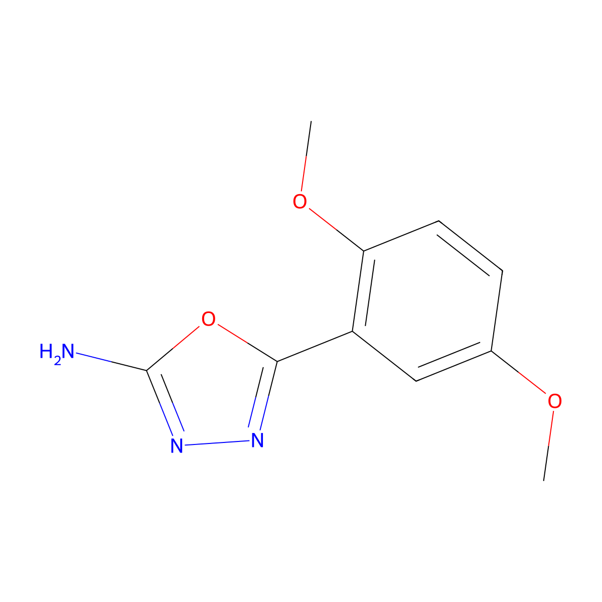 5-(2,5-Dimethoxyphenyl)-1,3,4-oxadiazol-2-amine molecular structure, CAS 1105193-64-3