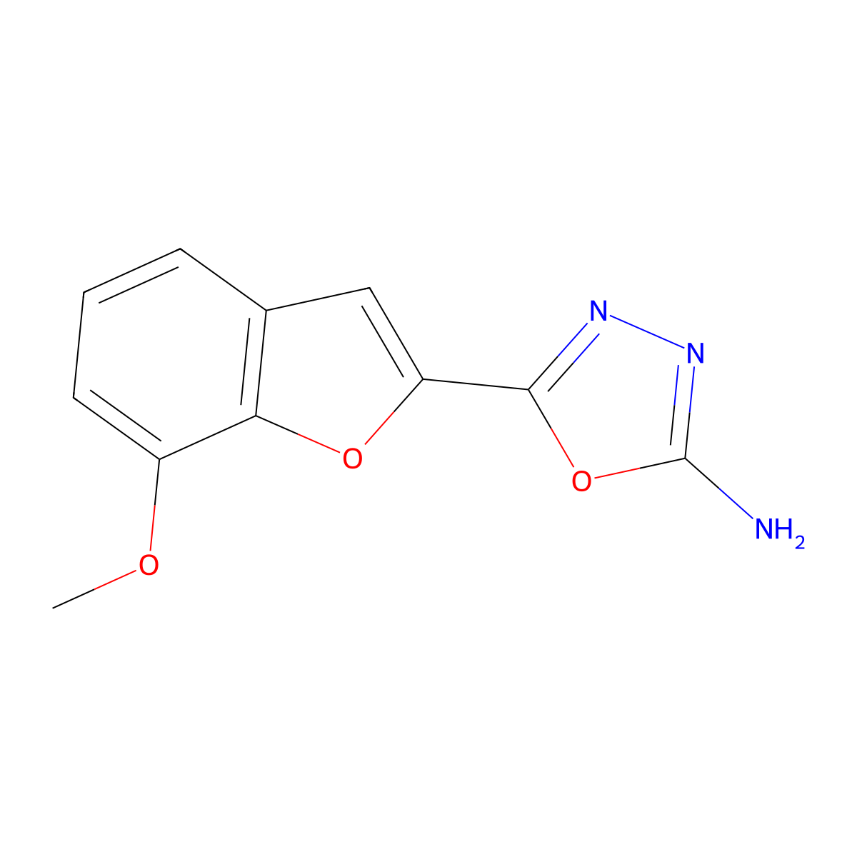 5-(7-Methoxy-1-benzofuran-2-yl)-1,3,4-oxadiazol-2-amine molecular structure, CAS 1105193-69-8