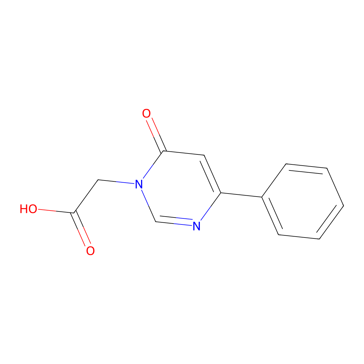 2-(6-Oxo-4-phenyl-1,6-dihydropyrimidin-1-yl)acetic acid molecular structure, CAS 1105193-70-1