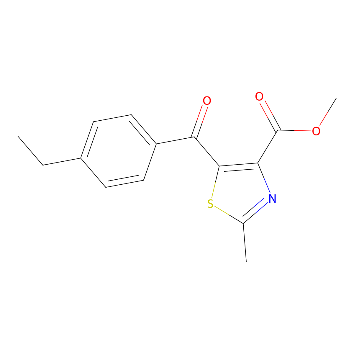 Methyl 5-(4-ethylbenzoyl)-2-methyl-1,3-thiazole-4-carboxylate molecular structure, CAS 1105193-72-3