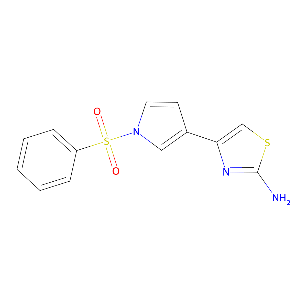 4-(1-(phenylsulfonyl)-1H-pyrrol-3-yl)thiazol-2-amine molecular structure, CAS 1105193-82-5