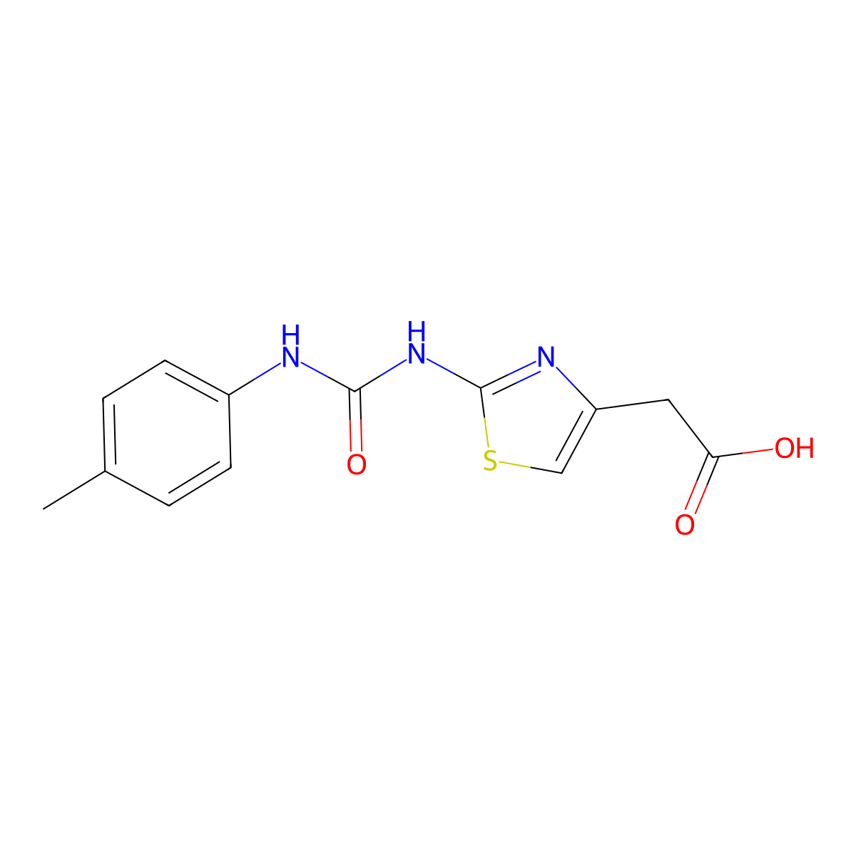 [2-({[(4-Methylphenyl)amino]carbonyl}amino)-1,3-thiazol-4-yl]acetic acid molecular structure, CAS 1105193-83-6