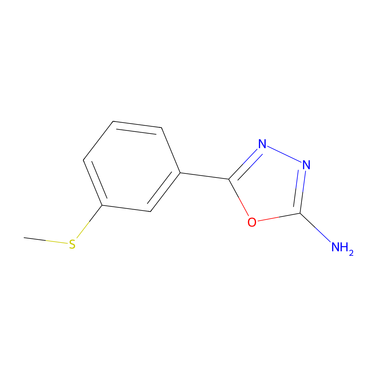 5-[3-(Methylthio)phenyl]-1,3,4-oxadiazol-2-amine molecular structure, CAS 1105193-89-2