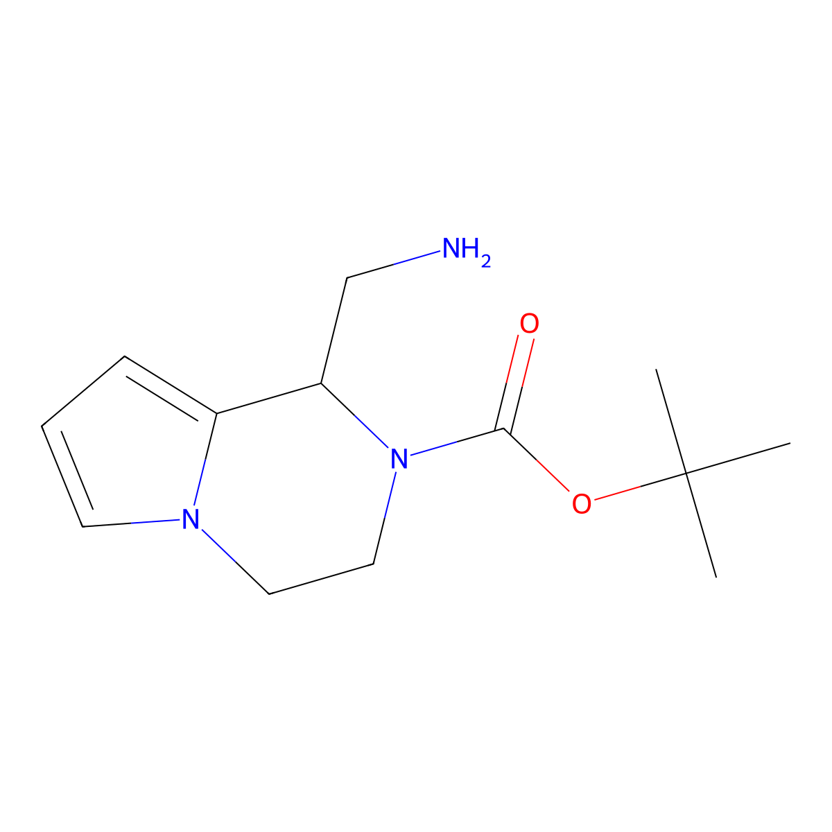 tert-Butyl 1-(aminomethyl)-3,4-dihydropyrrolo[1,2-a]pyrazine-2(1H)-carboxylate molecular structure, CAS 1105193-91-6