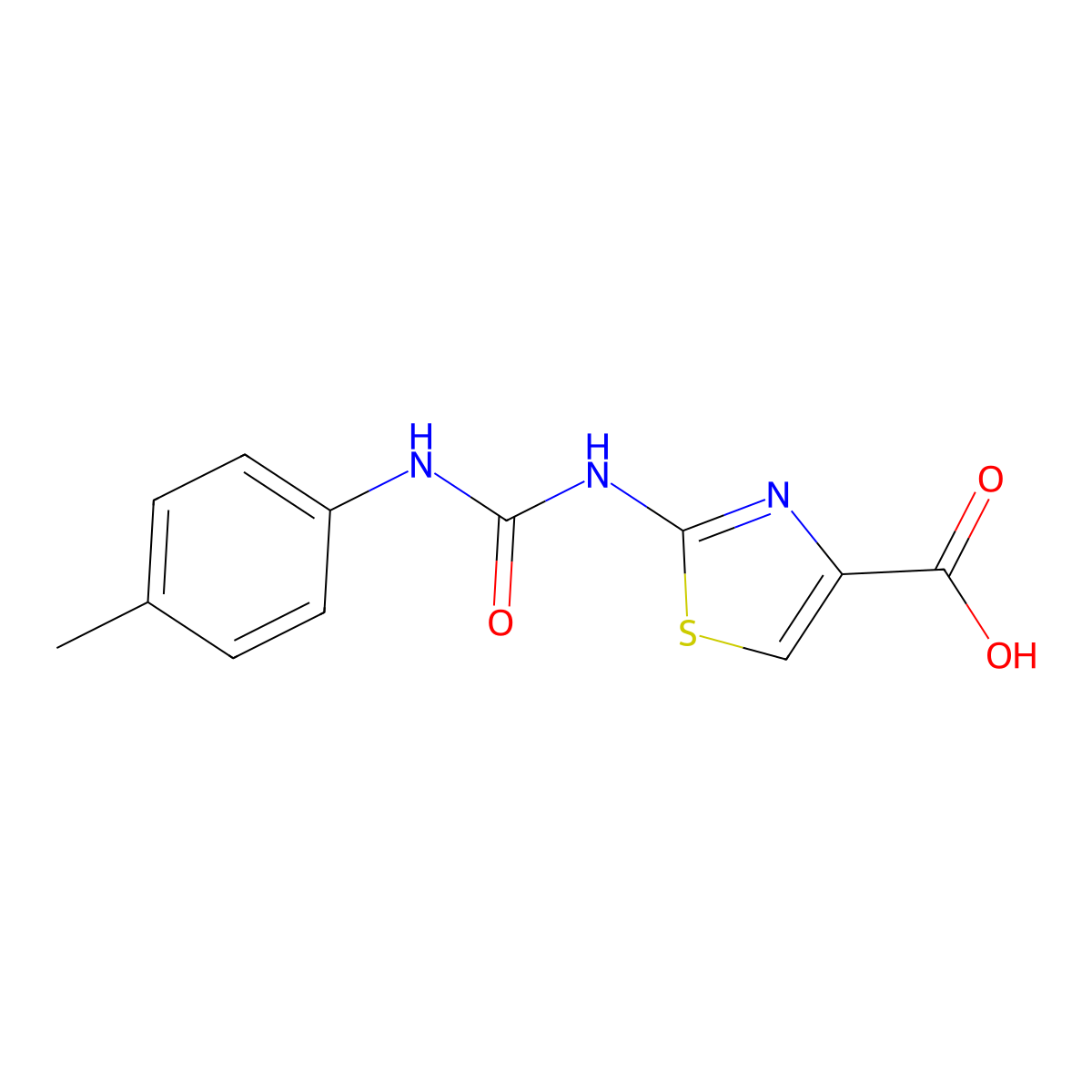 2-({[(4-Methylphenyl)amino]carbonyl}amino)-1,3-thiazole-4-carboxylic acid molecular structure, CAS 1105193-98-3