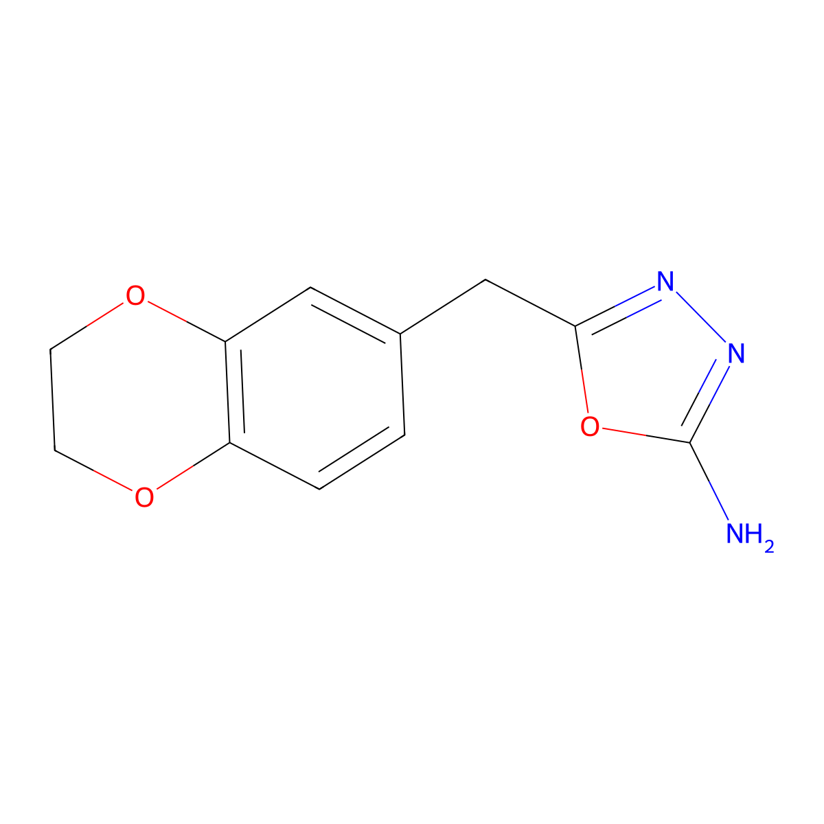 5-(2,3-Dihydro-1,4-benzodioxin-6-ylmethyl)-1,3,4-oxadiazol-2-amine molecular structure, CAS 1105194-19-1