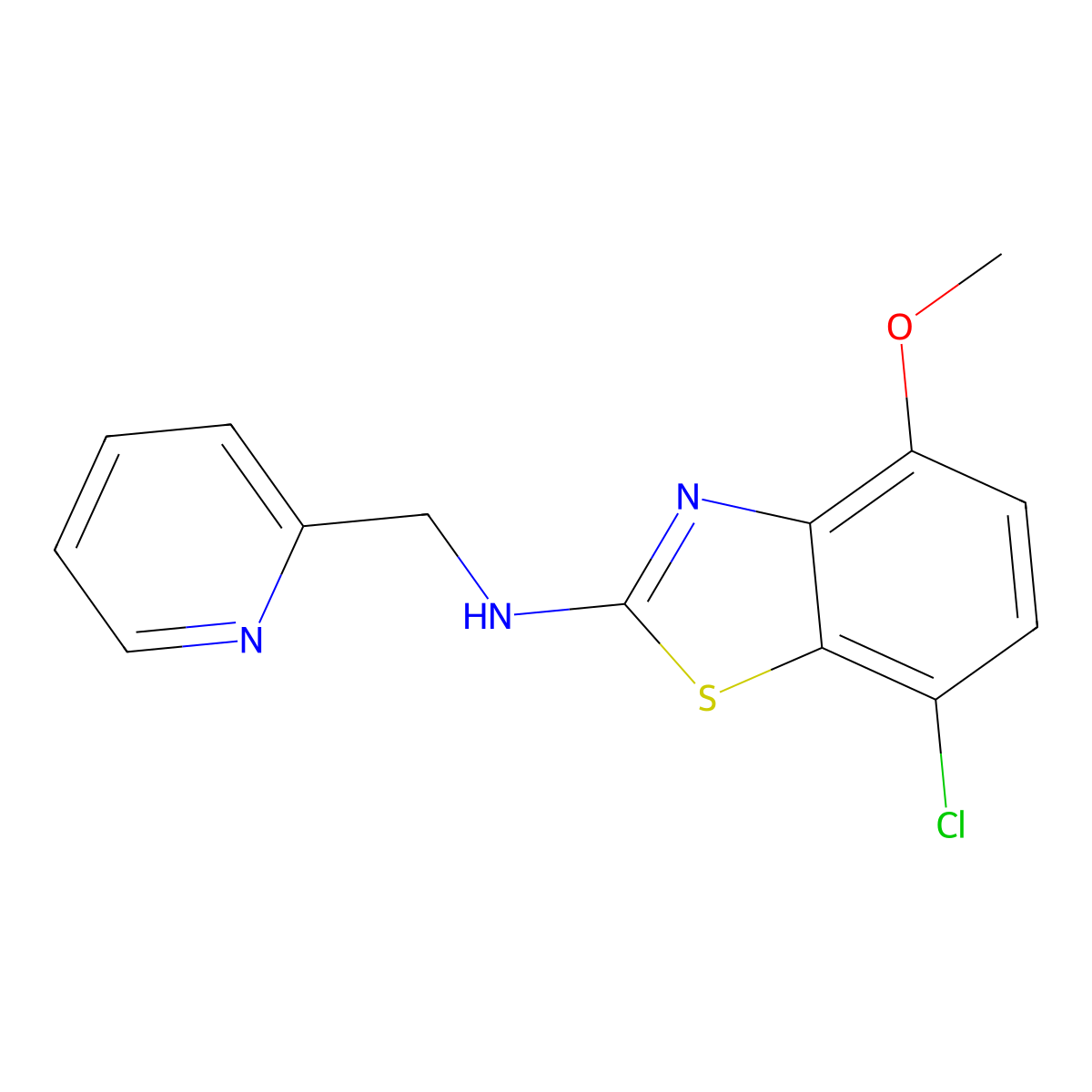 7-chloro-4-methoxy-N-(pyridin-2-ylmethyl)benzo[d]thiazol-2-amine molecular structure, CAS 1105194-24-8