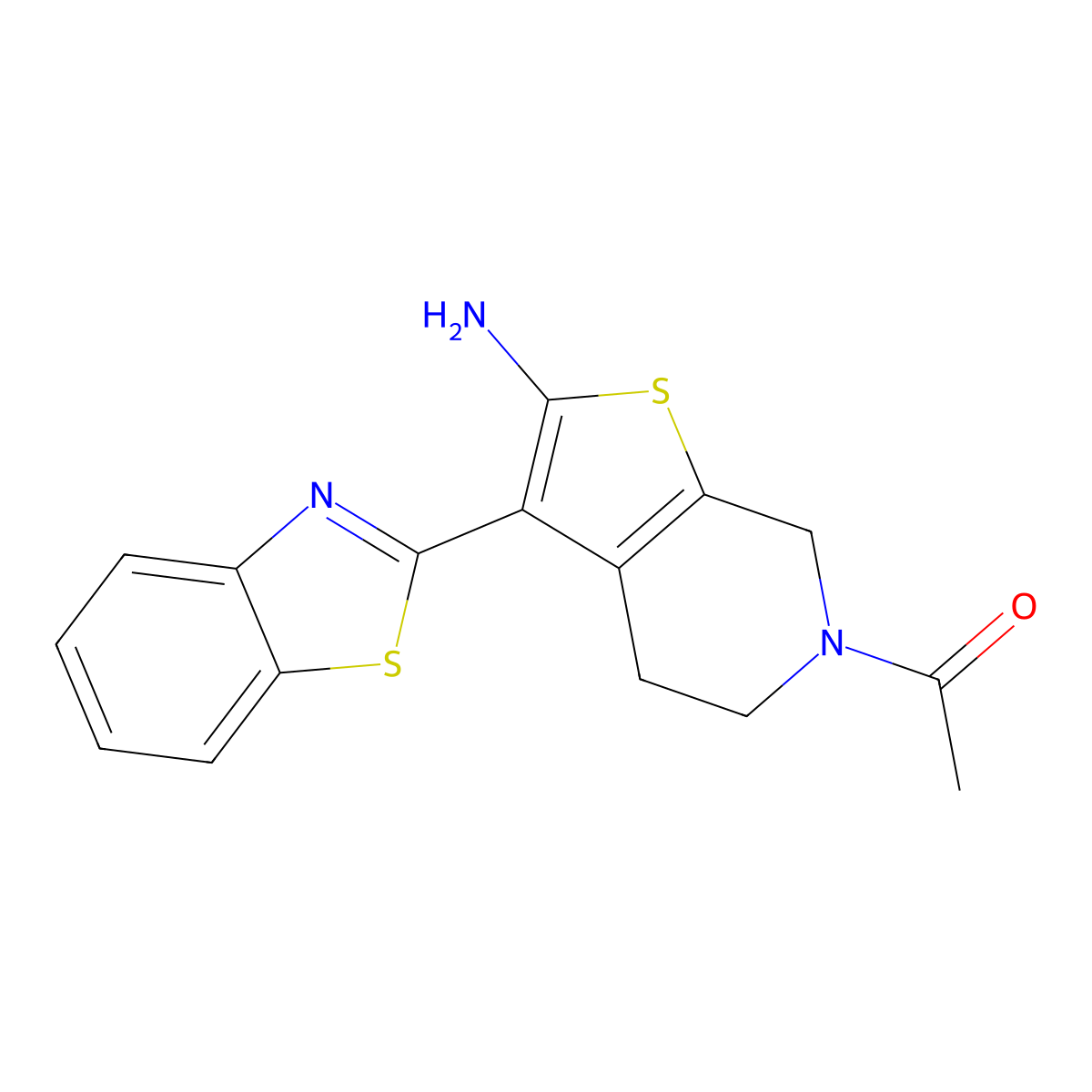 1-(2-amino-3-(benzo[d]thiazol-2-yl)-4,7-dihydrothieno[2,3-c]pyridin-6(5H)-yl)ethan-1-one molecular structure, CAS 1105194-28-2