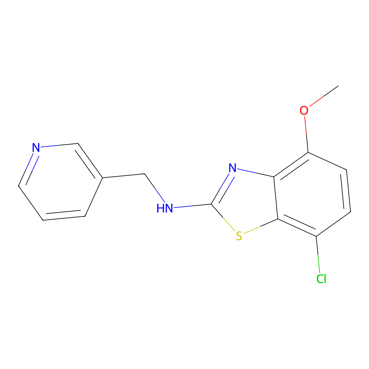 7-chloro-4-methoxy-N-(pyridin-3-ylmethyl)benzo[d]thiazol-2-amine molecular structure, CAS 1105194-29-3