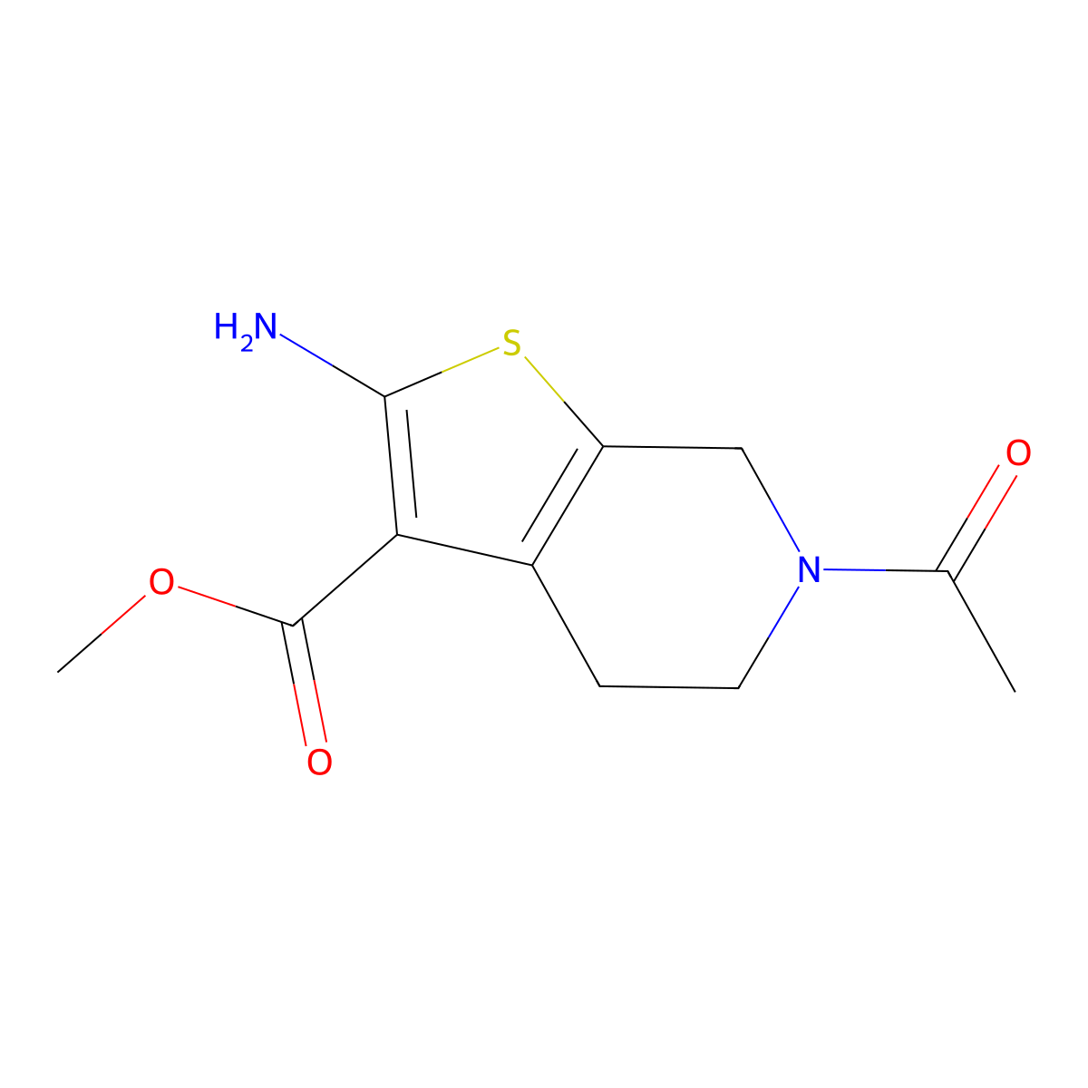 Methyl 6-acetyl-2-amino-4,5,6,7-tetrahydrothieno[2,3-c]pyridine-3-carboxylate molecular structure, CAS 1105194-32-8