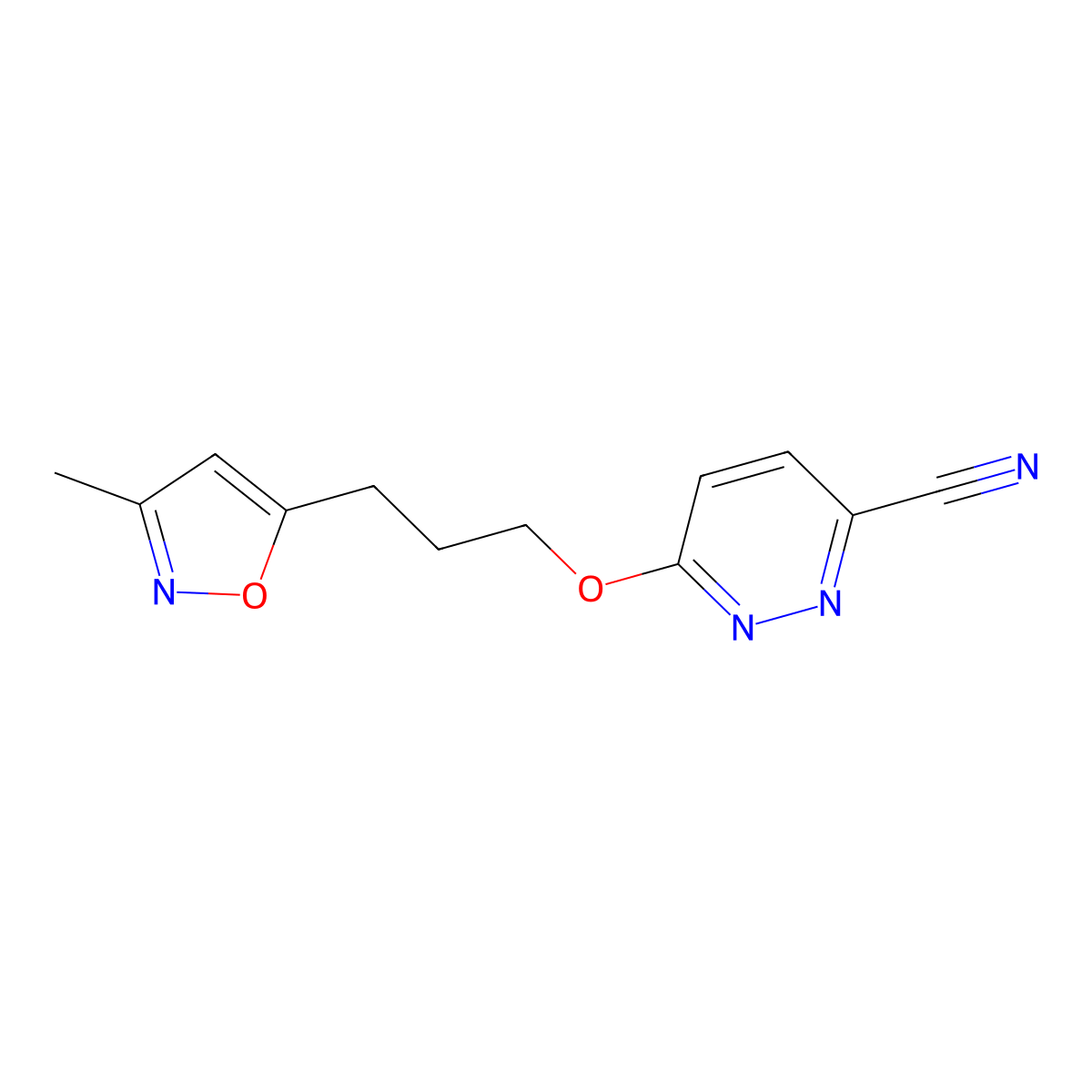 6-[3-(3-Methylisoxazol-5-yl)propoxy]pyridazine-3-carbonitrile molecular structure, CAS 1105194-35-1