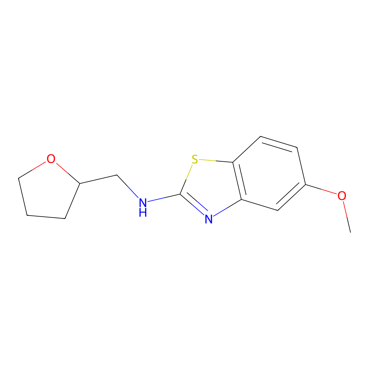 5-methoxy-N-(tetrahydrofuran-2-ylmethyl)-1,3-benzothiazol-2-amine molecular structure, CAS 1105194-41-9