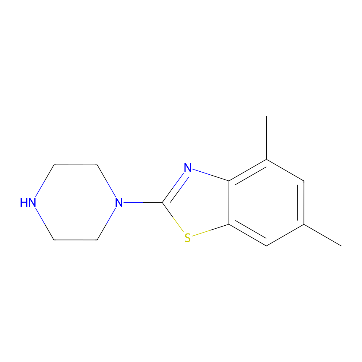 4,6-Dimethyl-2-piperazin-1-yl-1,3-benzothiazole molecular structure, CAS 1105194-44-2