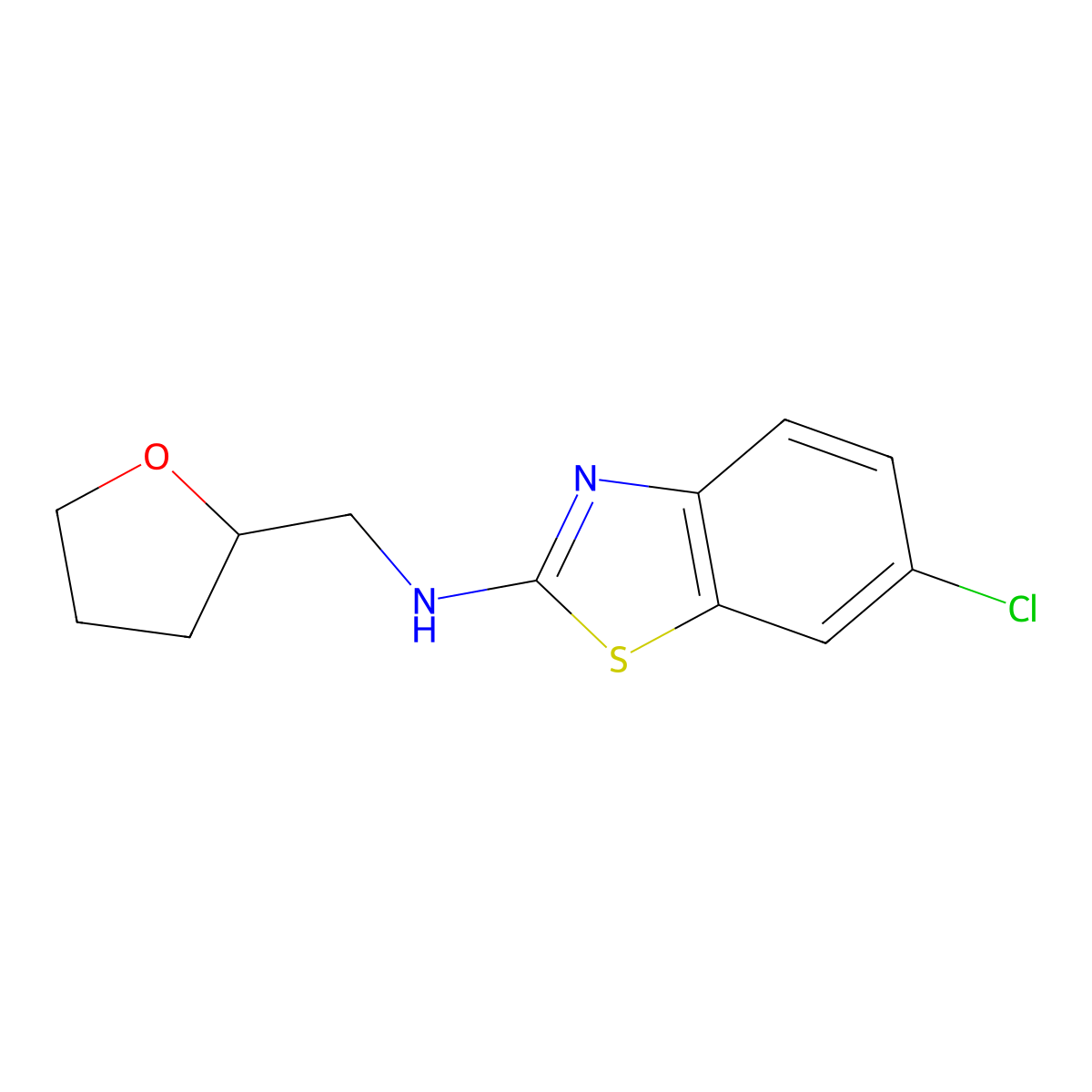 6-chloro-N-(tetrahydrofuran-2-ylmethyl)-1,3-benzothiazol-2-amine molecular structure, CAS 1105194-45-3